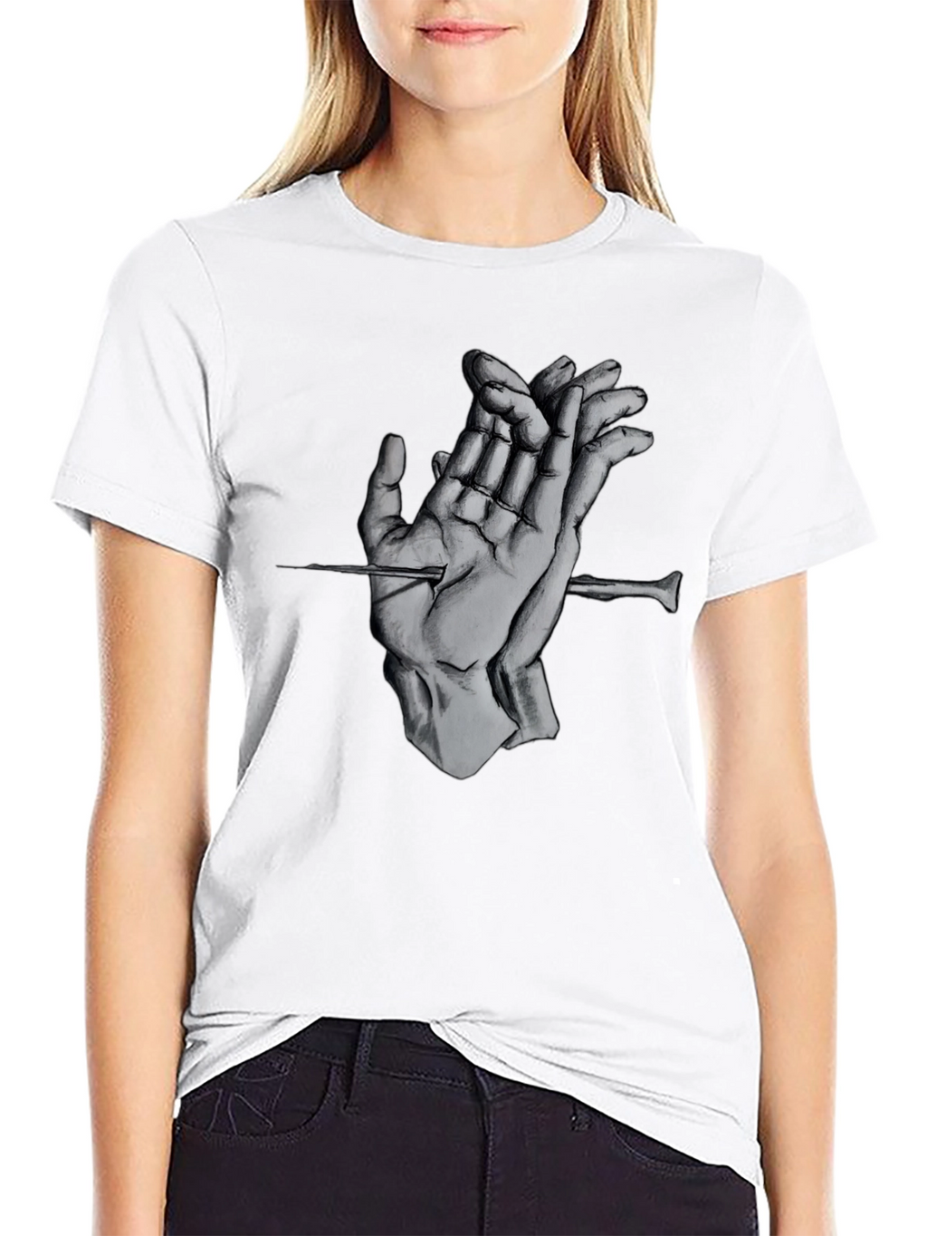 Surreal Hands Black Tee - Expressive Graphic Design