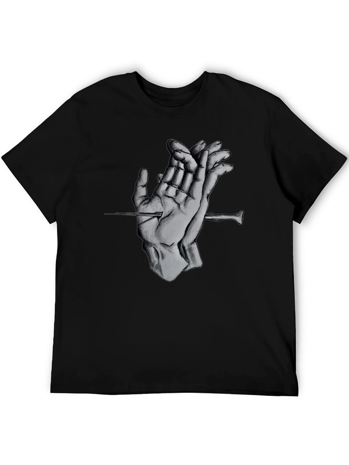 Surreal Hands Black Tee - Expressive Graphic Design