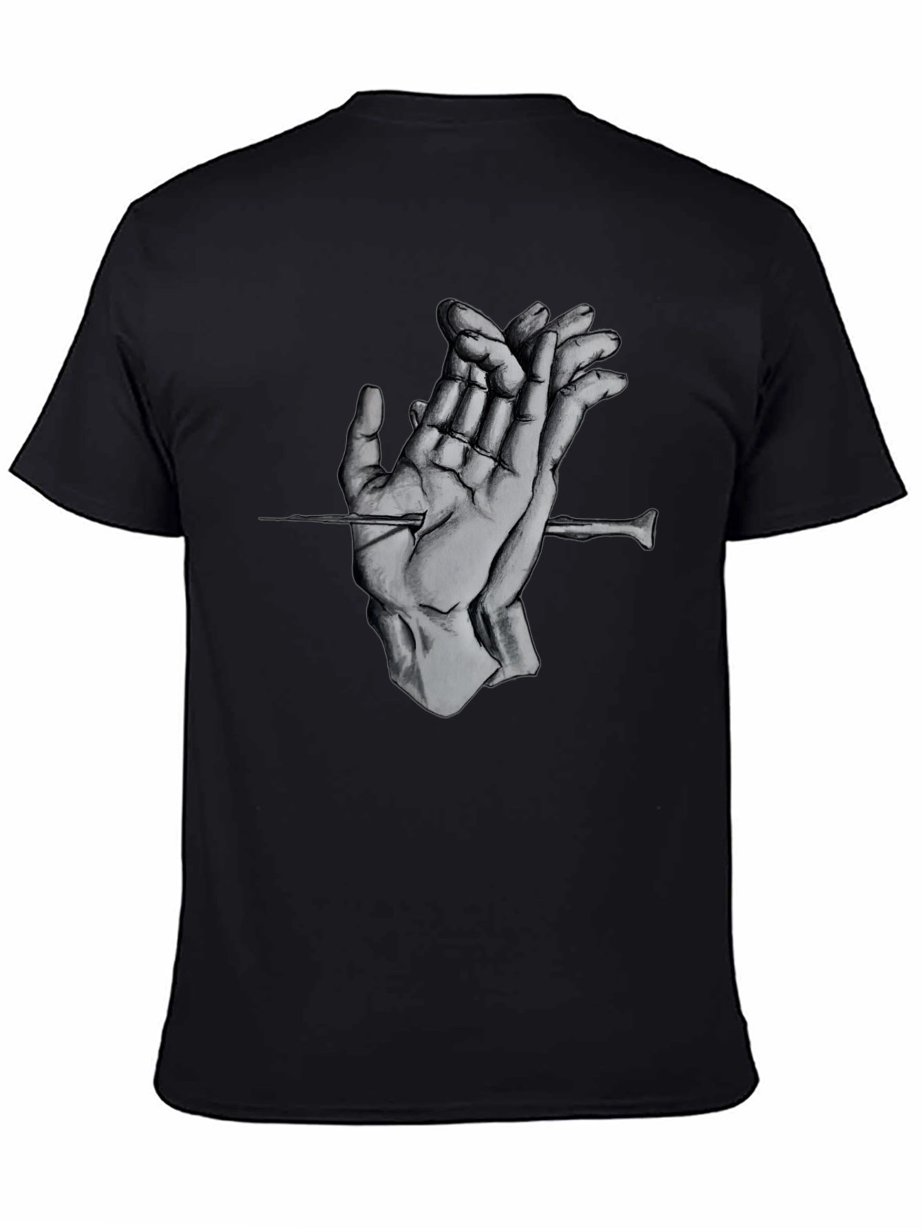 Surreal Hands Black Tee - Expressive Graphic Design