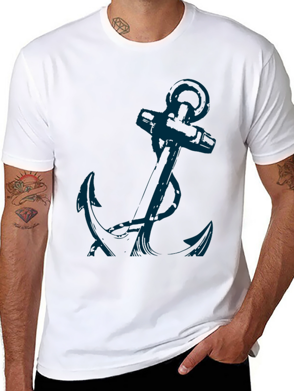 Anchor Graphic Tee - Mens Casual Black T-Shirt