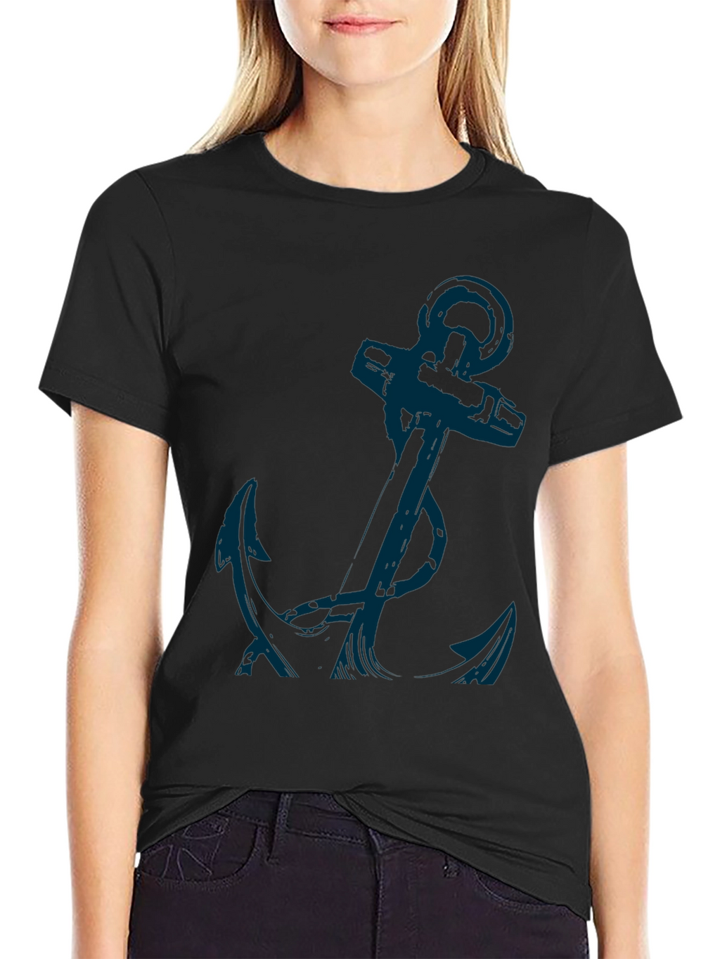 Anchor Graphic Tee - Mens Casual Black T-Shirt