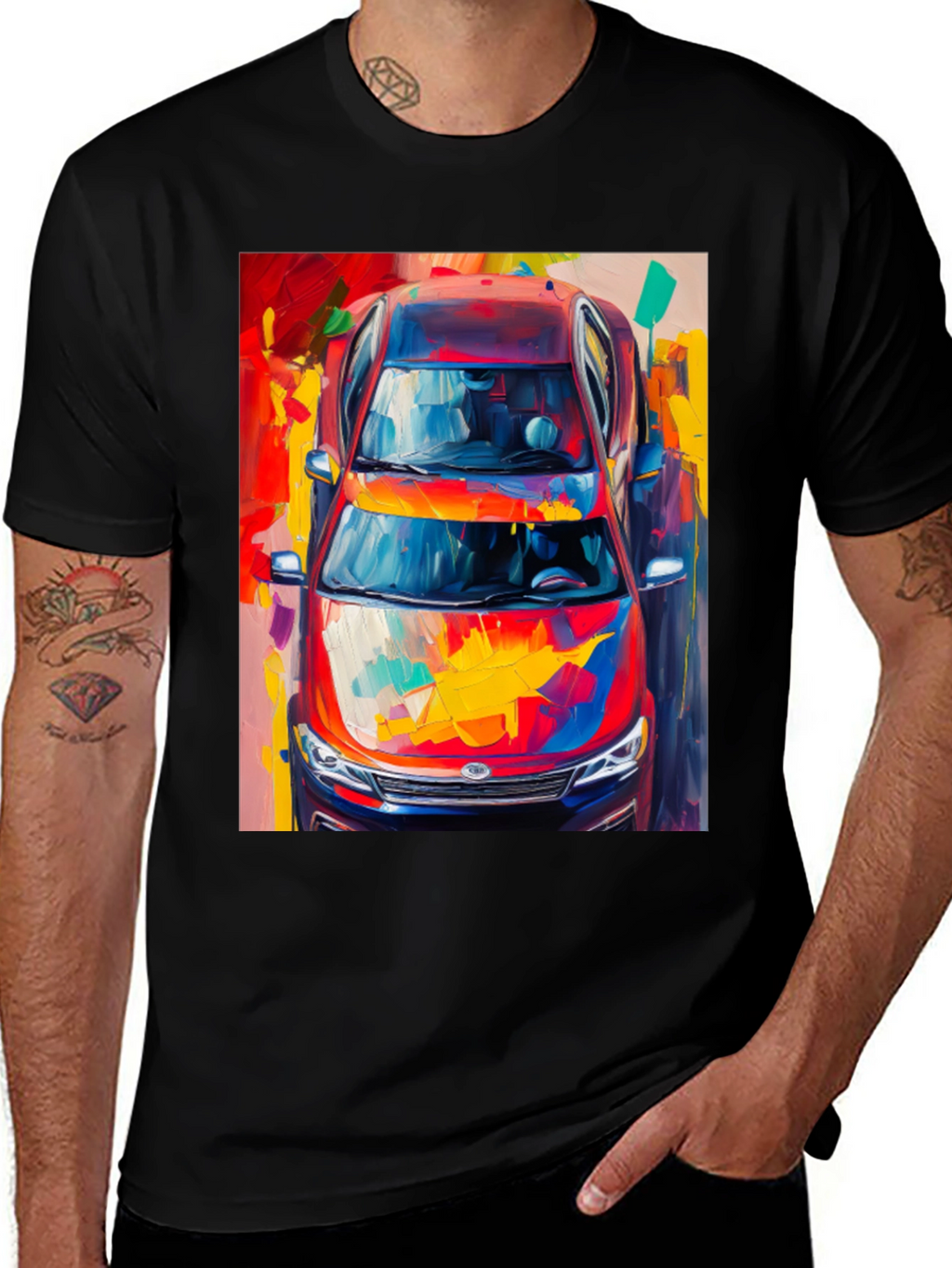 Abstract Car Print T-Shirt