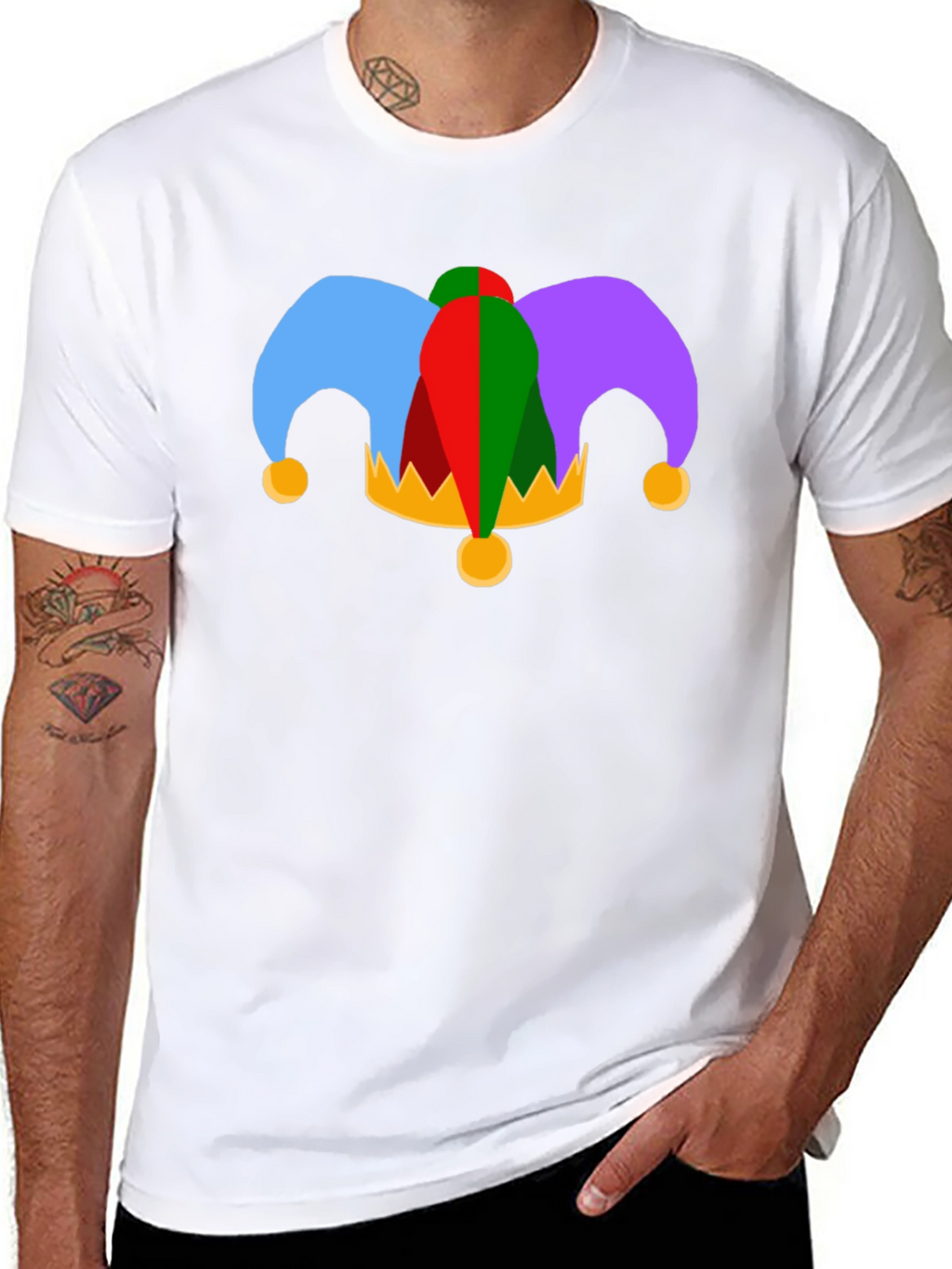 Jester Hat Graphic Tee - Black Cotton T-Shirt