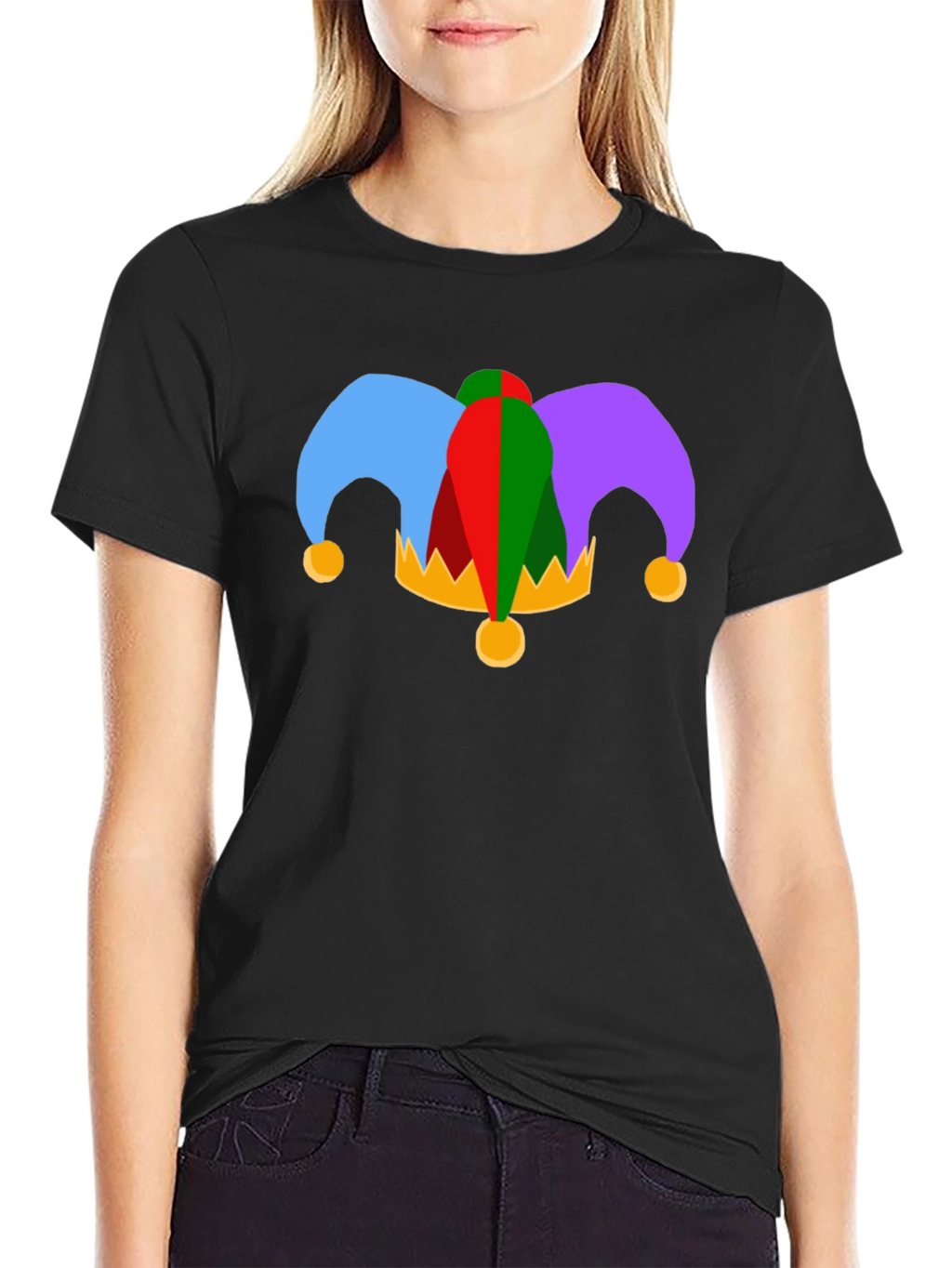 Jester Hat Graphic Tee - Black Cotton T-Shirt