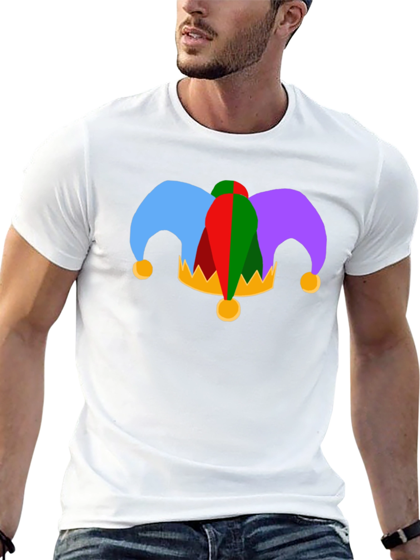 Jester Hat Graphic Tee - Black Cotton T-Shirt