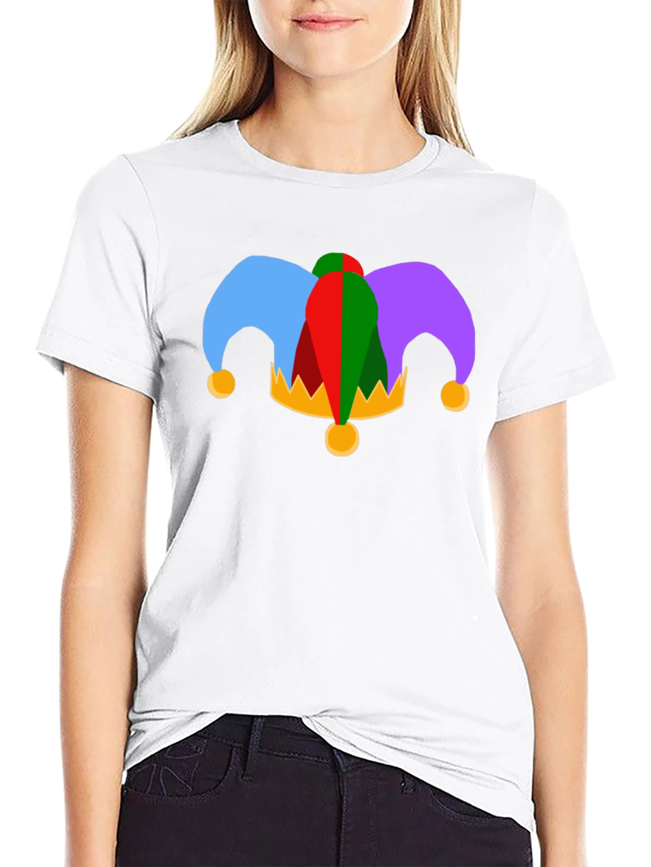 Jester Hat Graphic Tee - Black Cotton T-Shirt