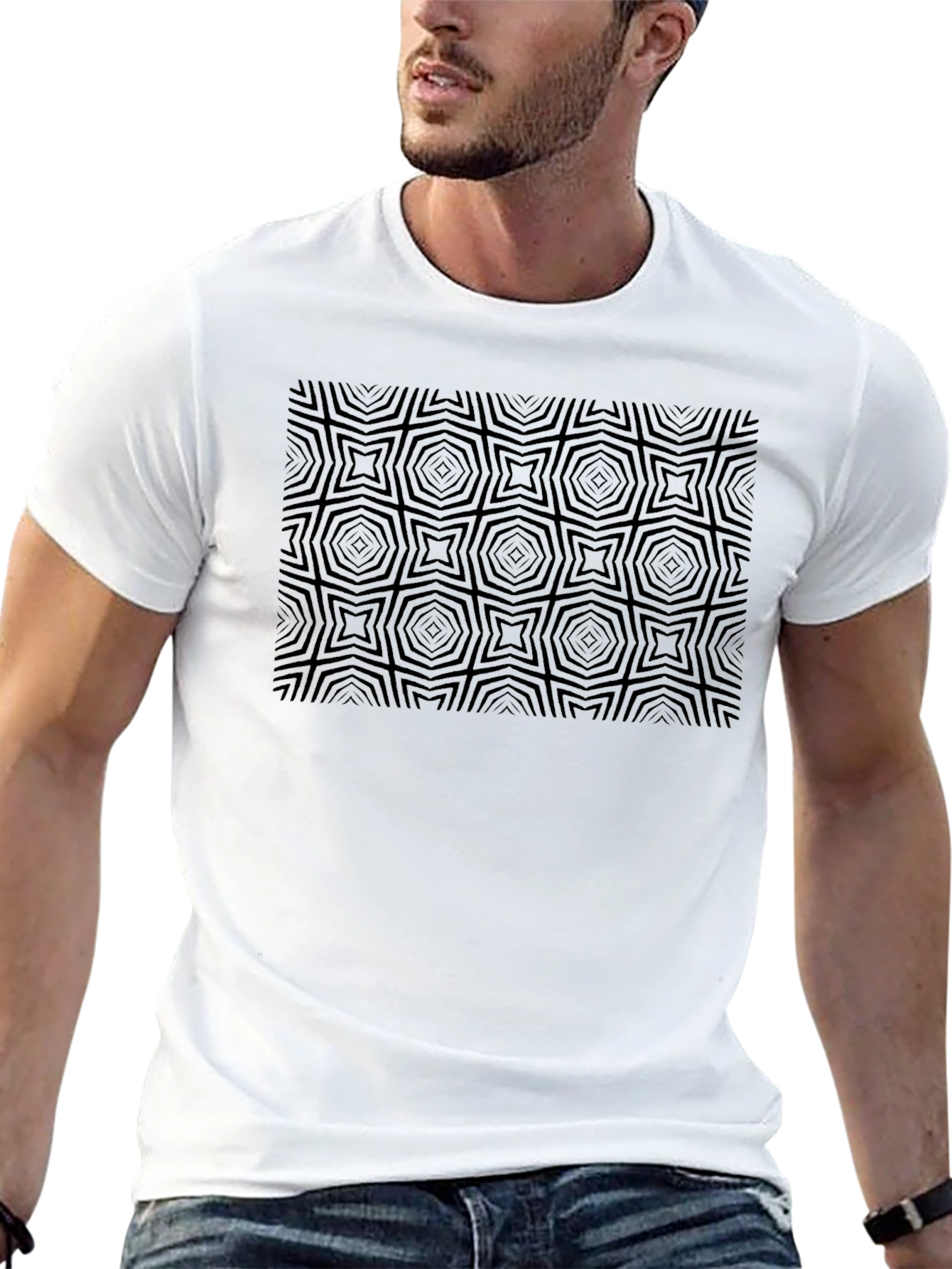 Geometric Illusion Tee - Modern Black Graphic T-Shirt