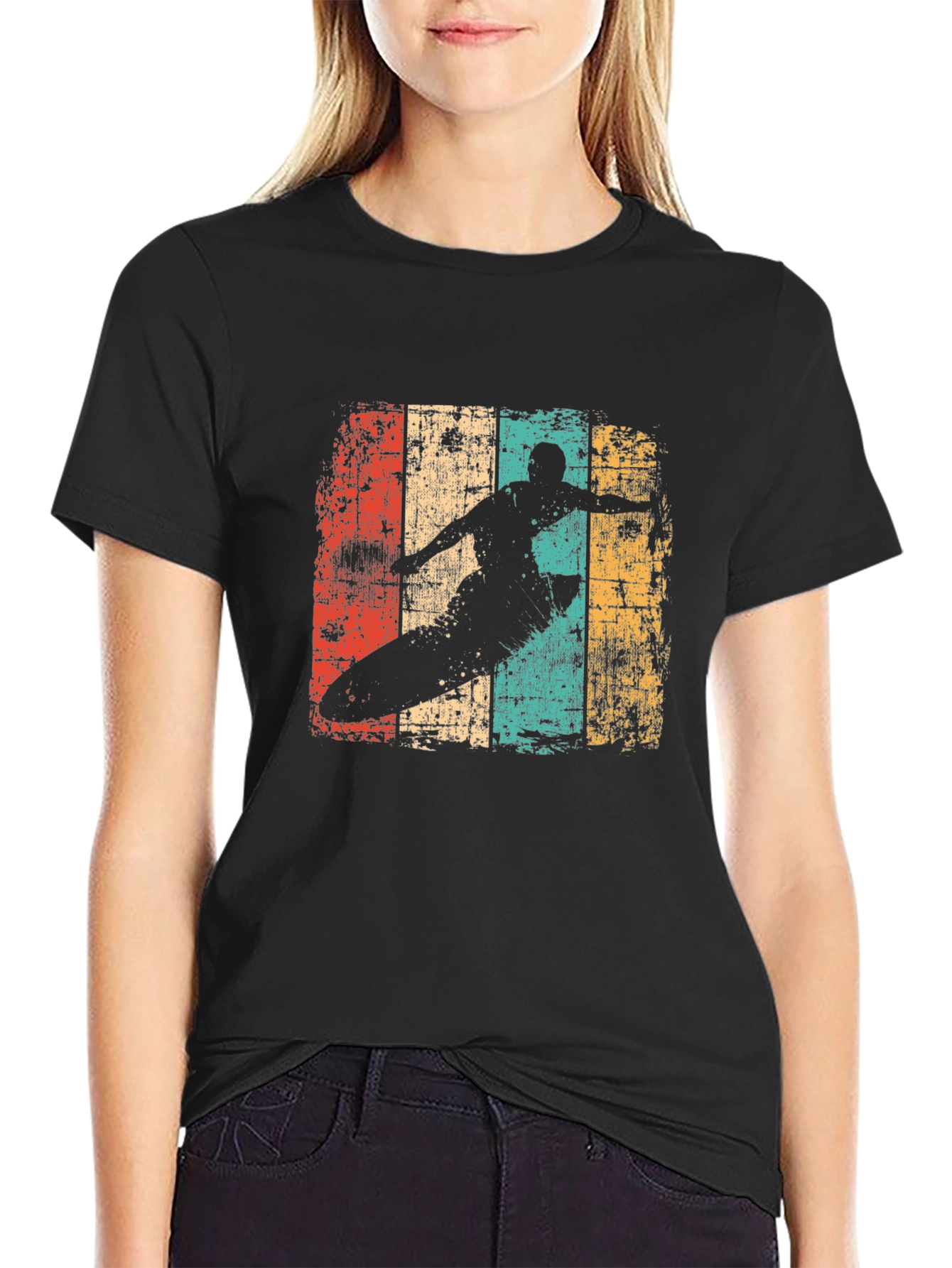 Retro Surfer Graphic Tee - Black