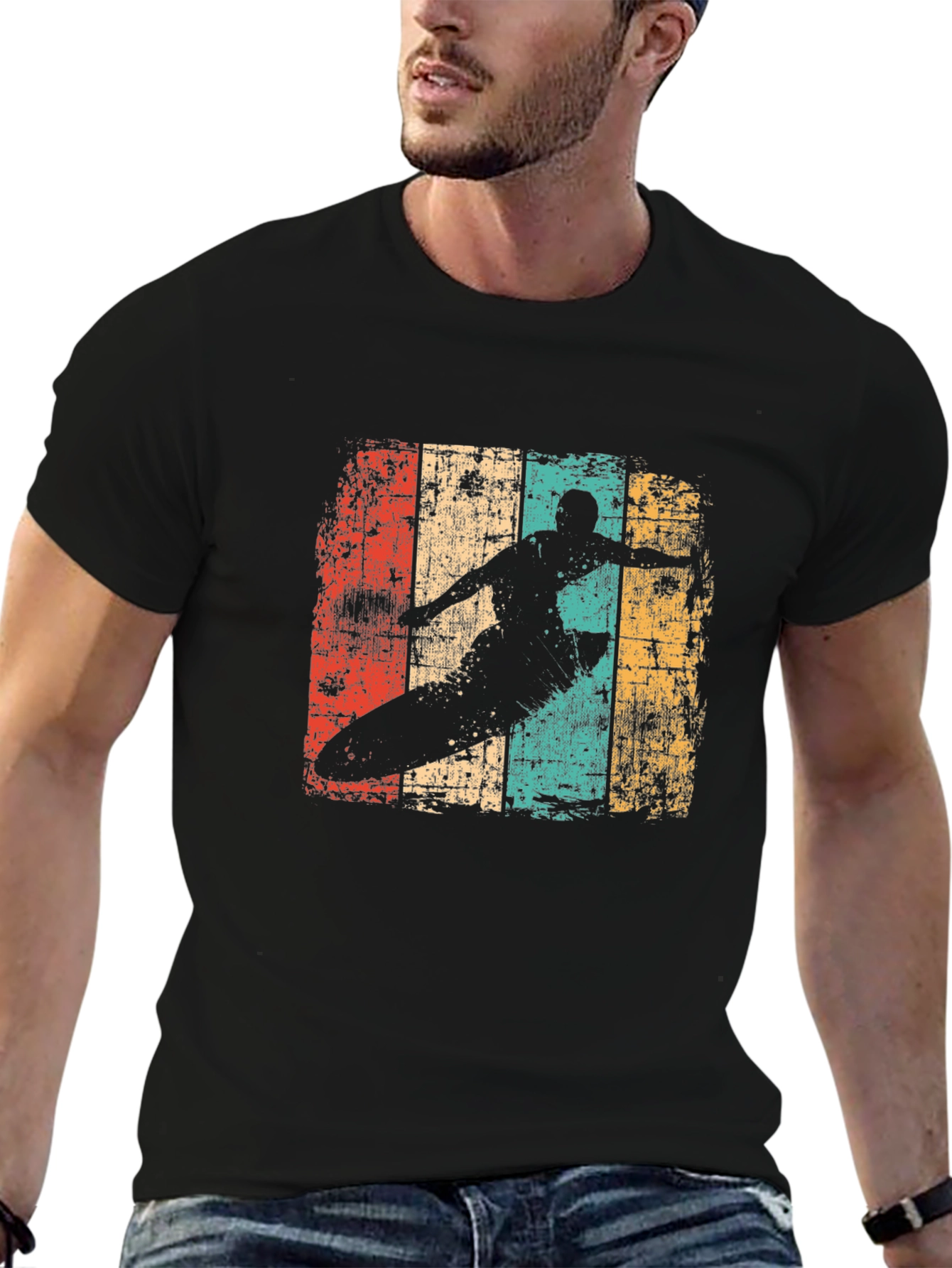Retro Surfer Graphic Tee - Black