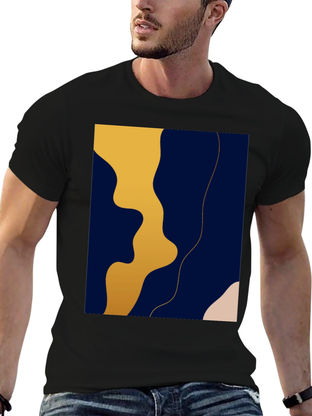 Modern Abstract Graphic Black T-Shirt