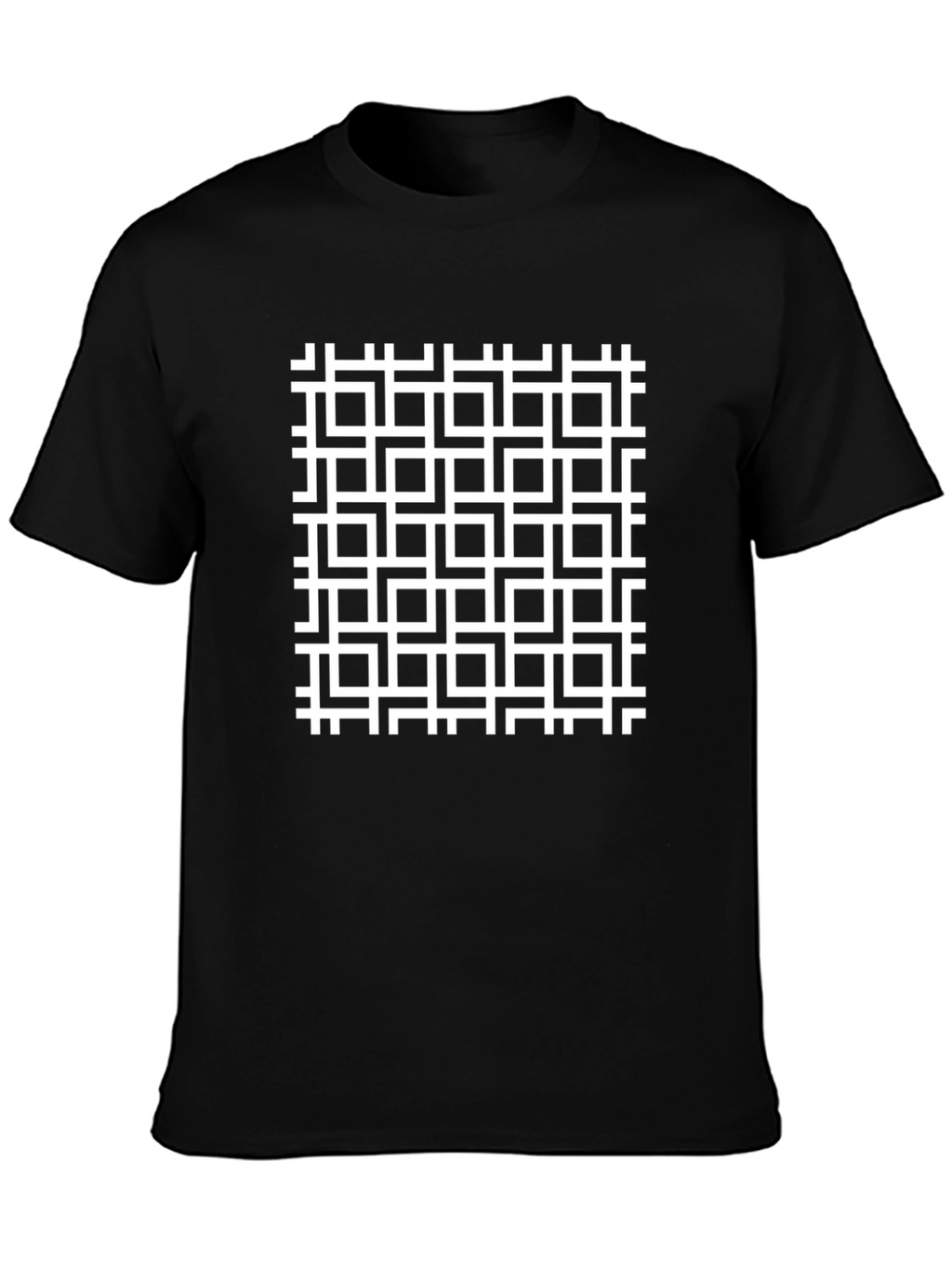 Geometric Patterned Black T-Shirt