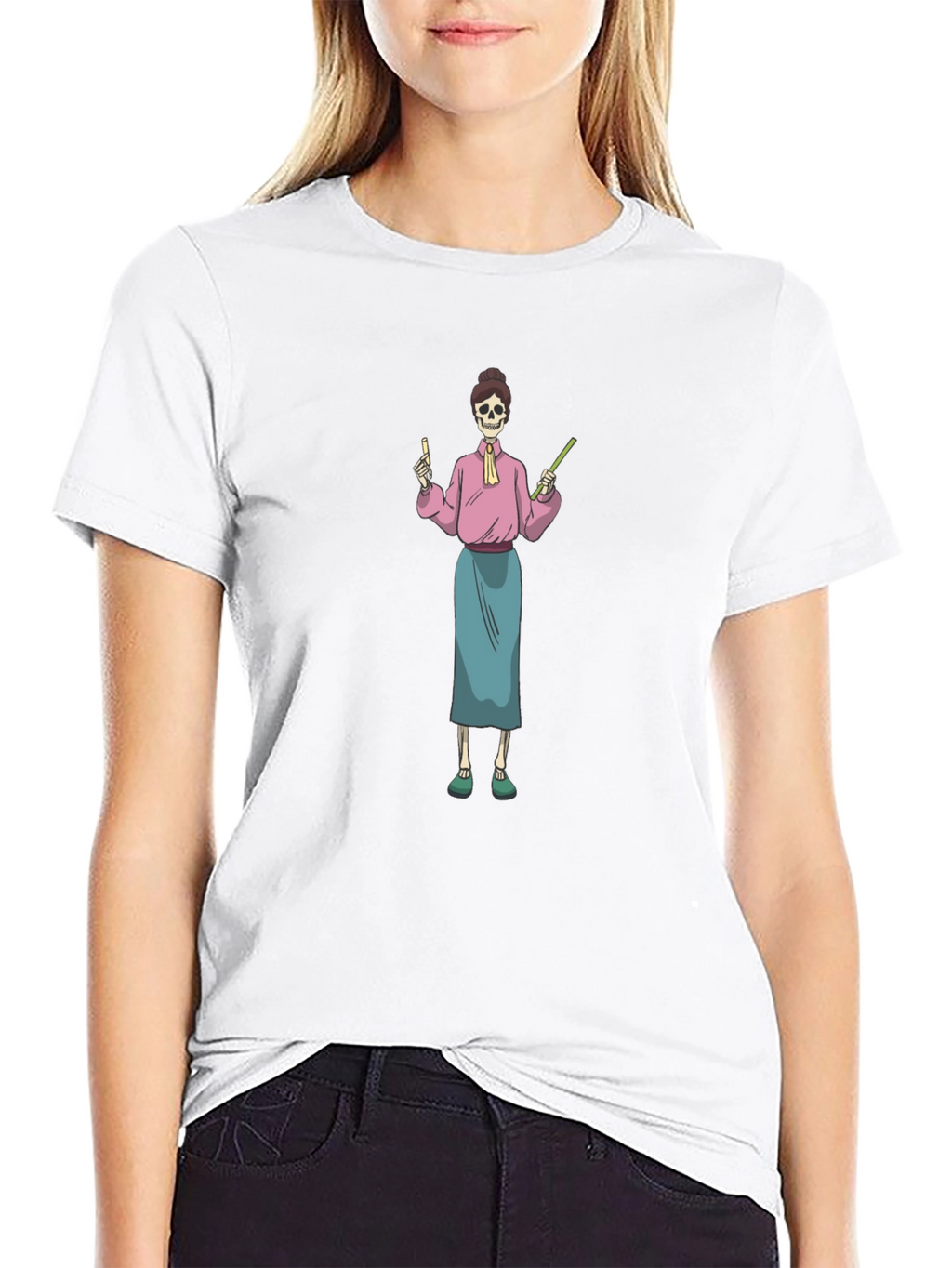 Skeleton Teacher Graphic T-Shirt