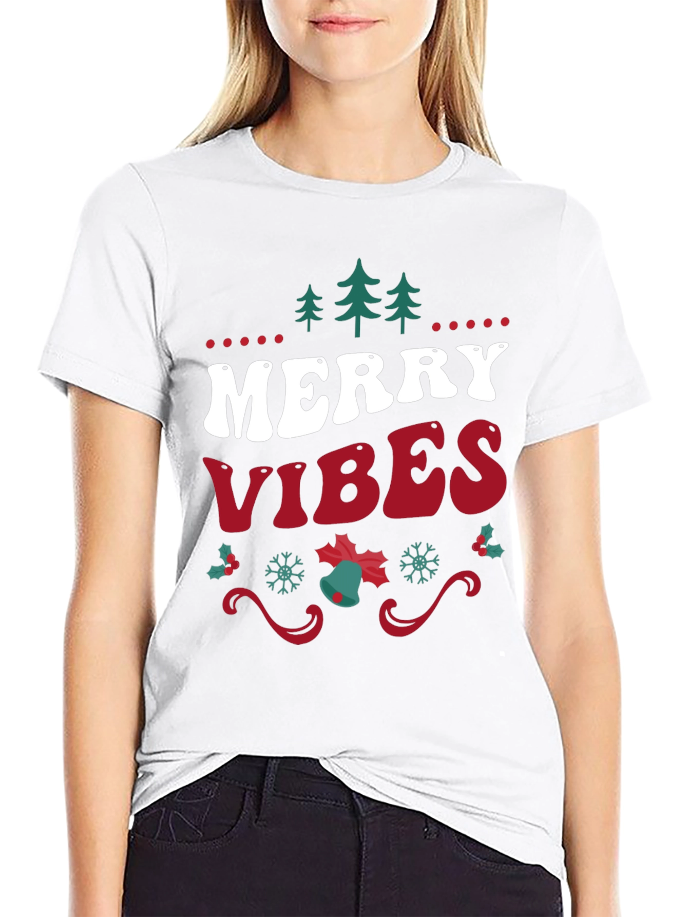 Merry Vibes Christmas Graphic Tee - Holiday Fun!