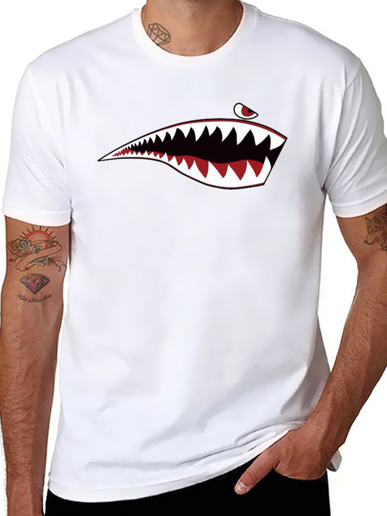 Shark Teeth Graphic Black T-Shirt