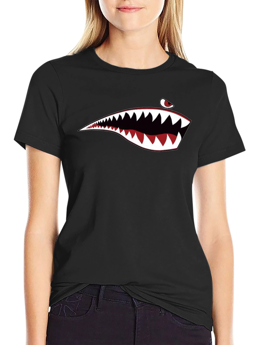 Shark Teeth Graphic Black T-Shirt