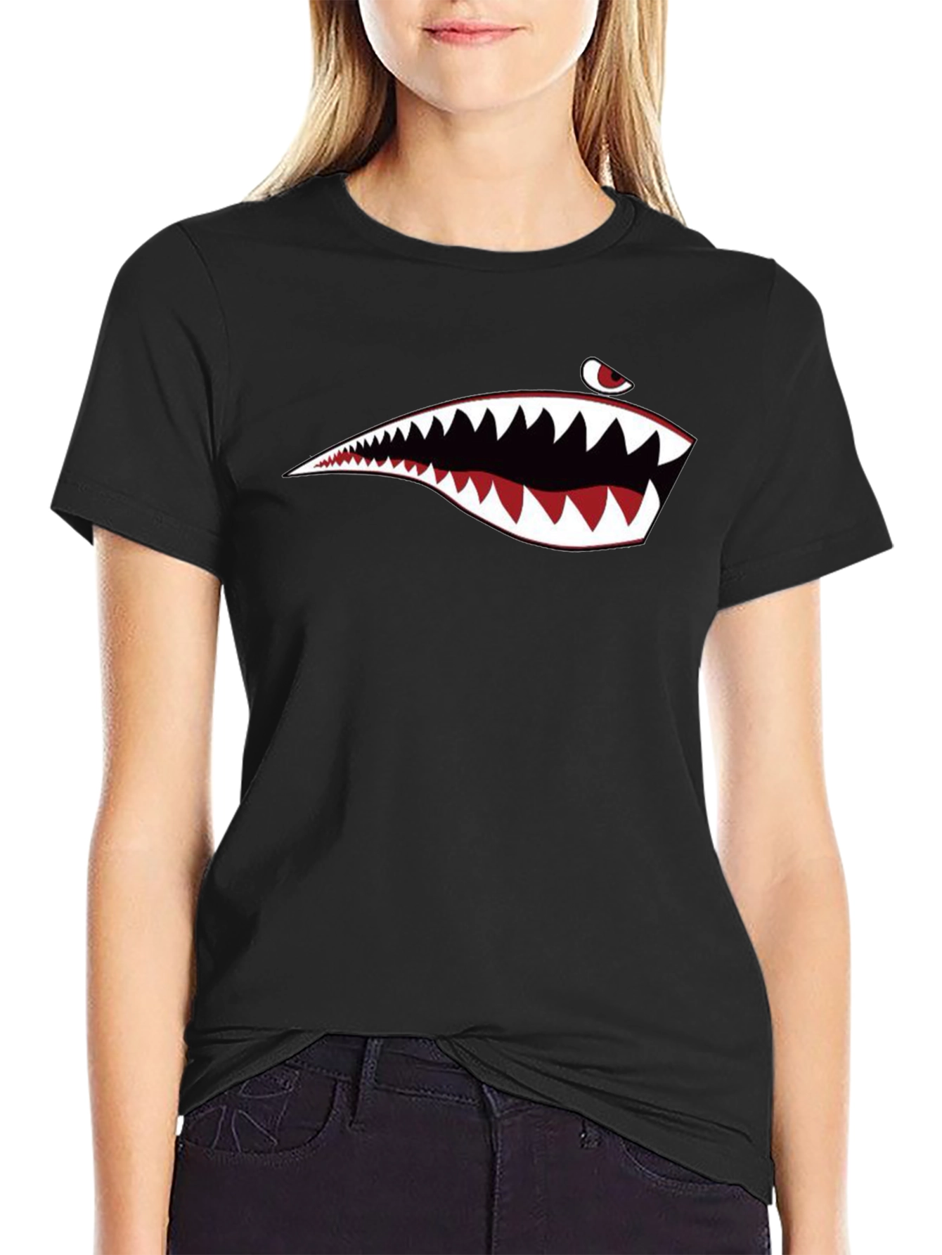 Shark Teeth Graphic Black T-Shirt