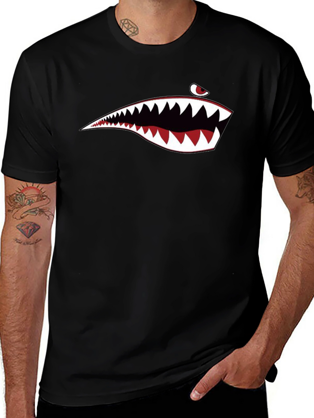 Shark Teeth Graphic Black T-Shirt