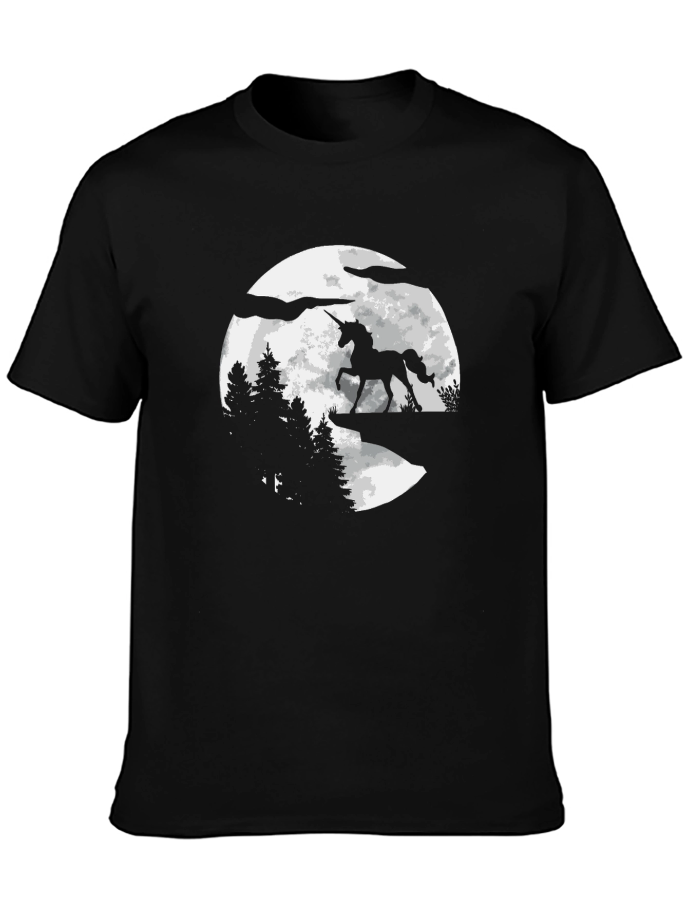 Unicorn Moon Graphic Tee - Black Cotton Blend