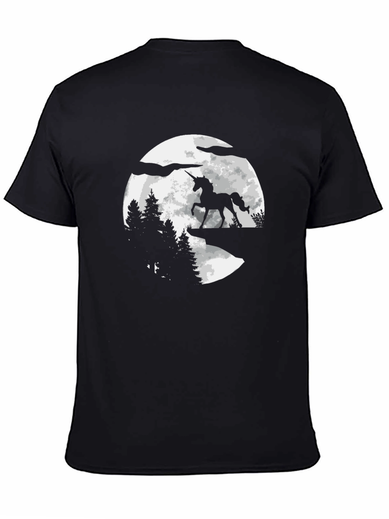 Unicorn Moon Graphic Tee - Black Cotton Blend