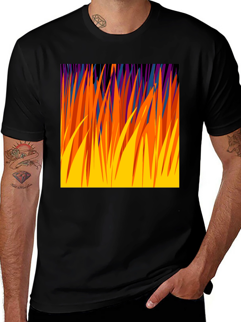 Abstract Grass Graphic Tee - Modern Design T-Shirt
