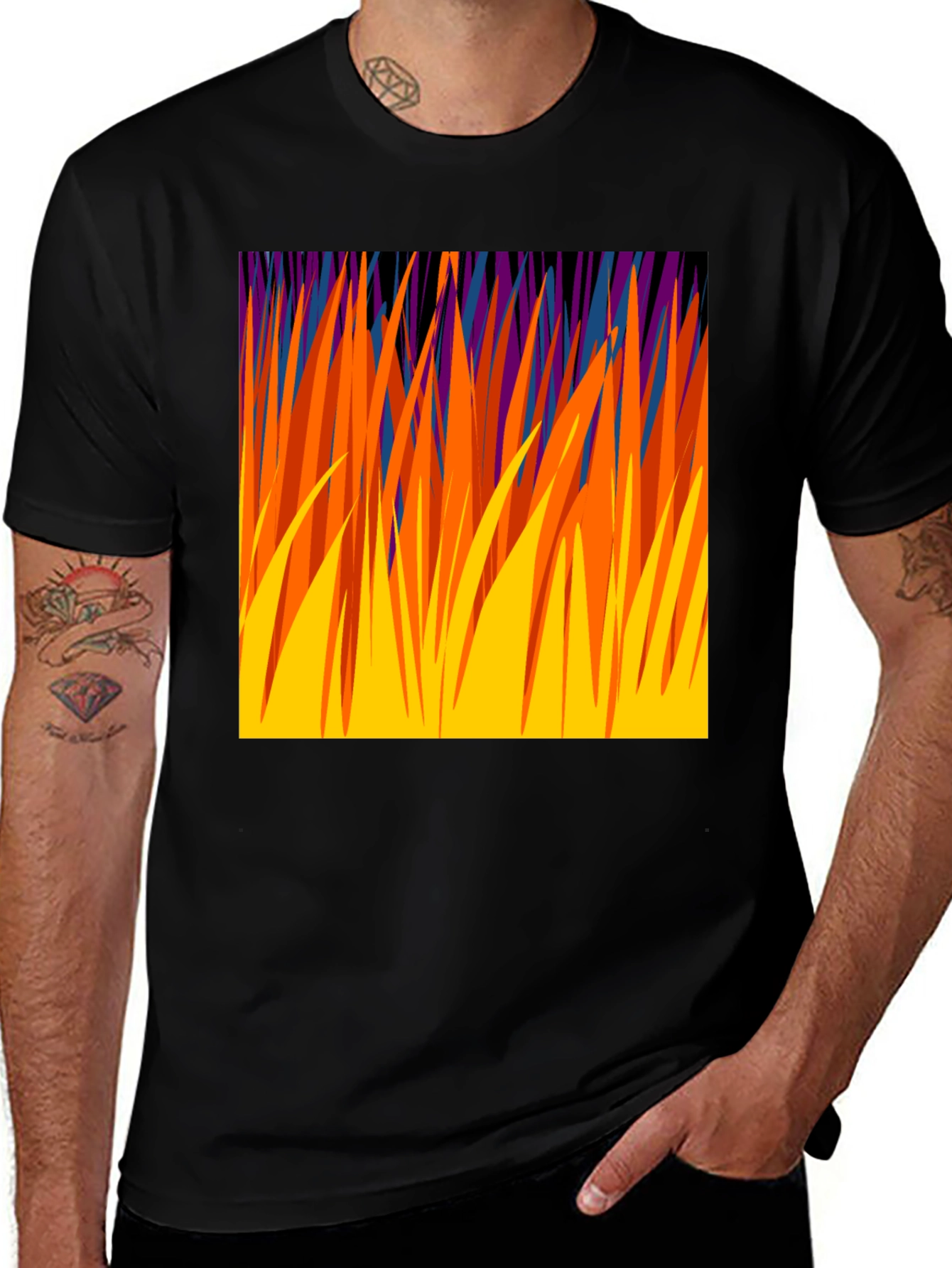 Abstract Grass Graphic Tee - Modern Design T-Shirt
