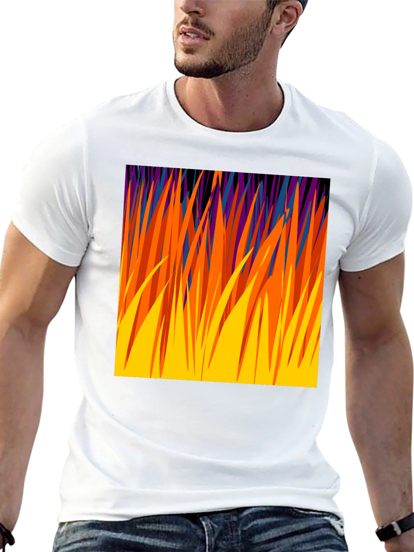 Abstract Grass Graphic Tee - Modern Design T-Shirt