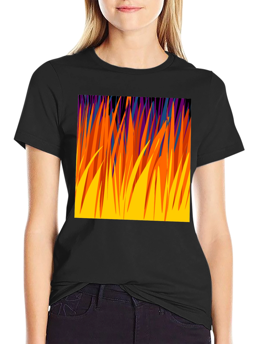 Abstract Grass Graphic Tee - Modern Design T-Shirt