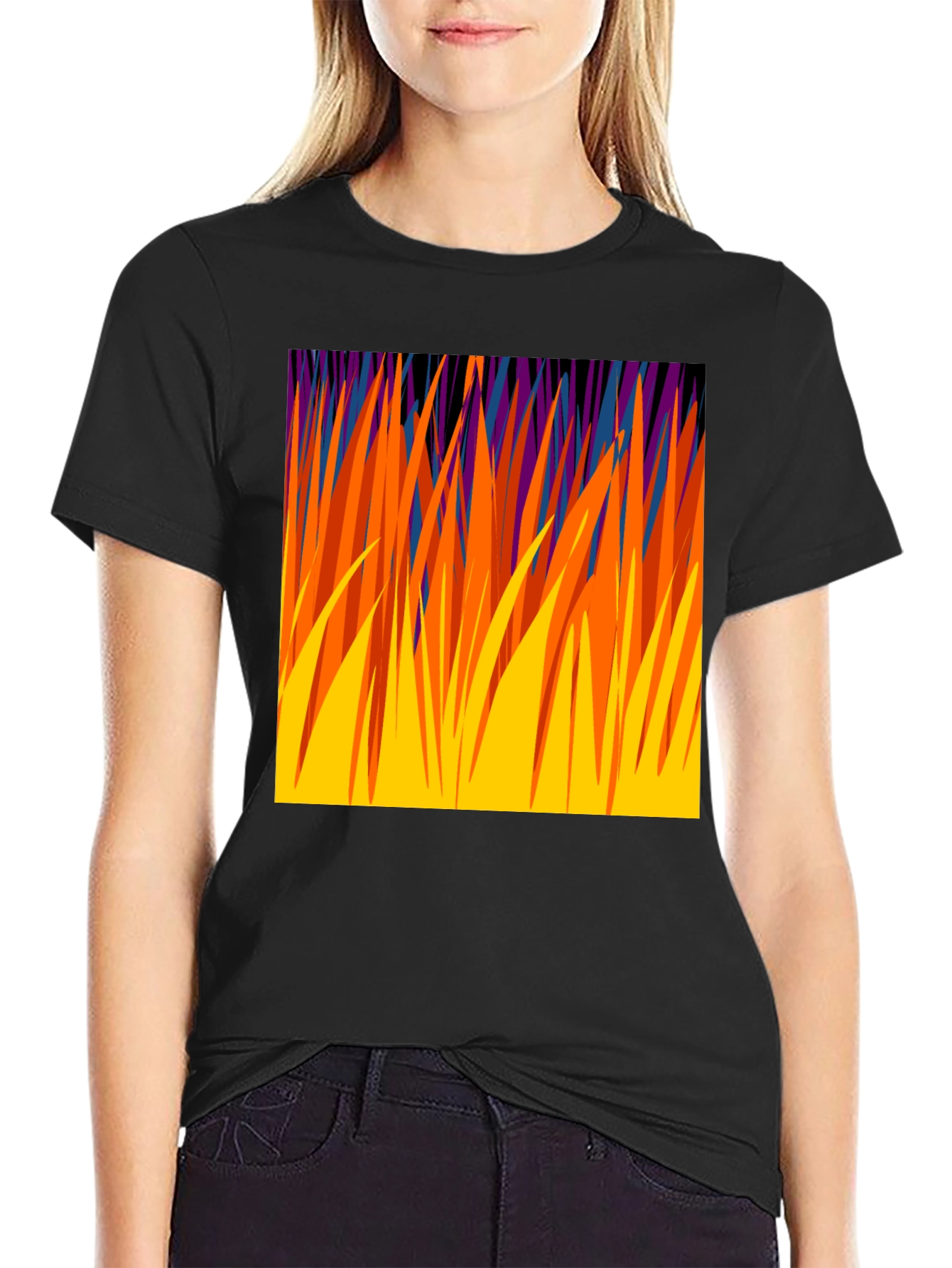 Abstract Grass Graphic Tee - Modern Design T-Shirt