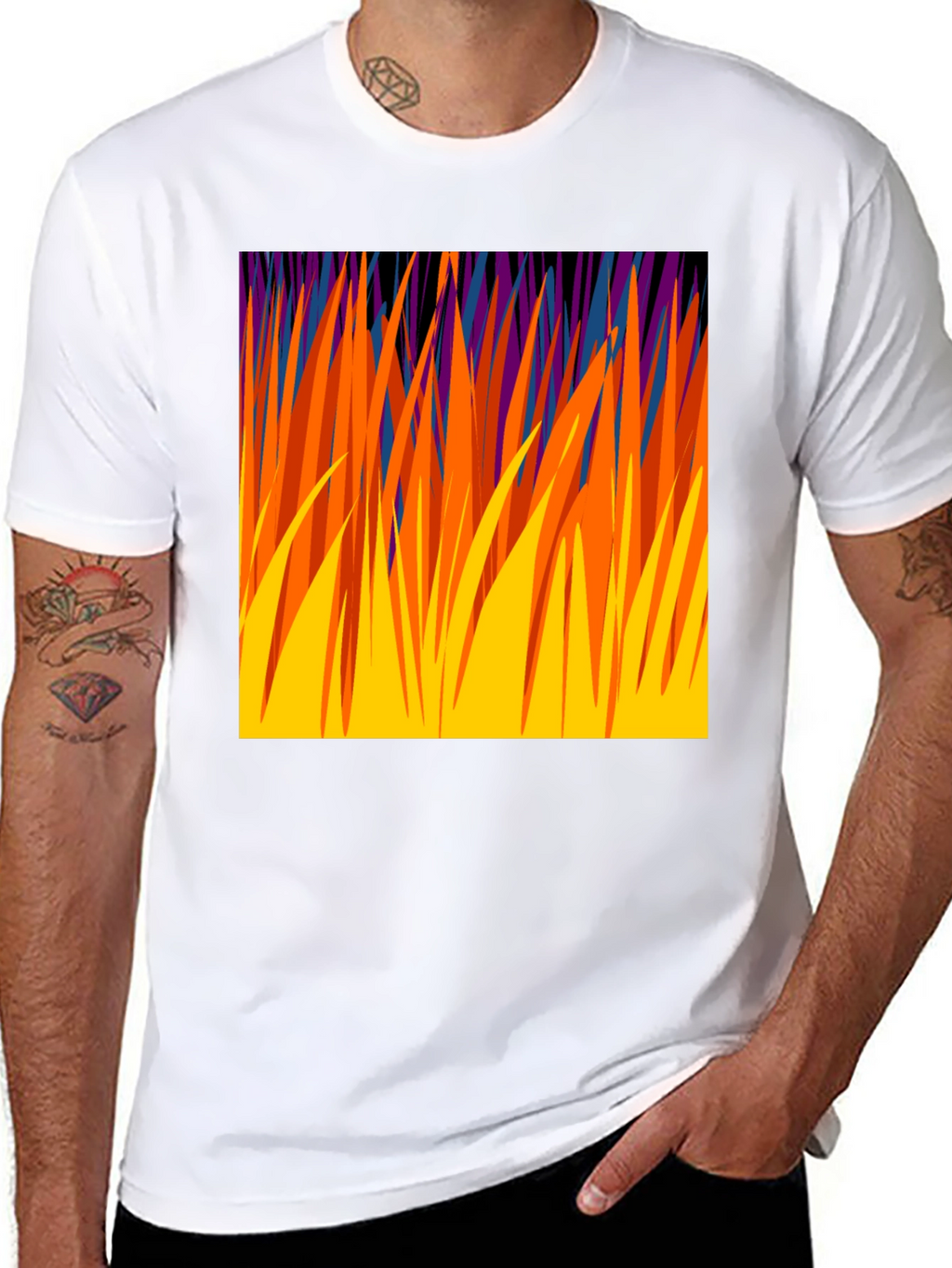 Abstract Grass Graphic Tee - Modern Design T-Shirt