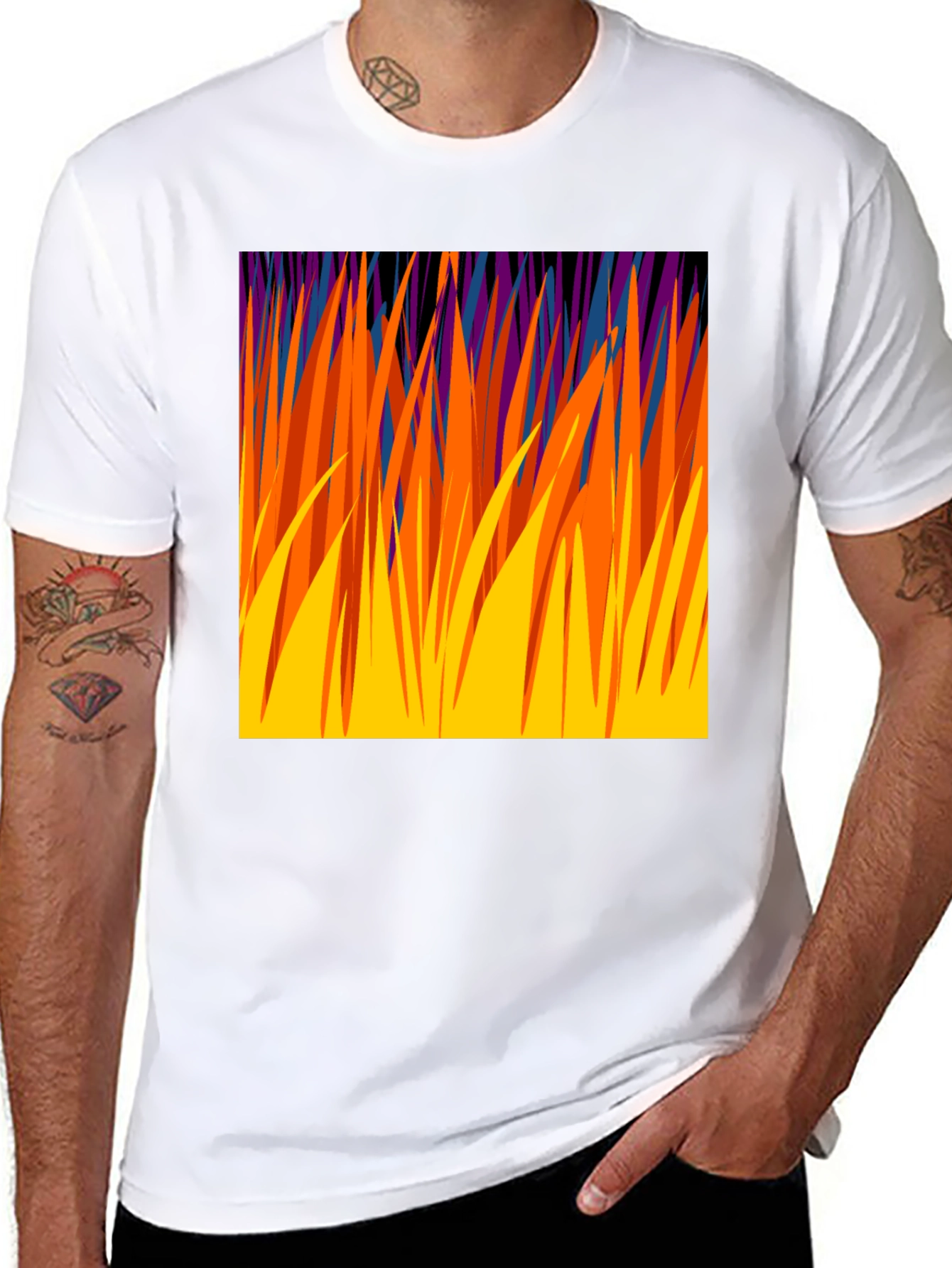 Abstract Grass Graphic Tee - Modern Design T-Shirt