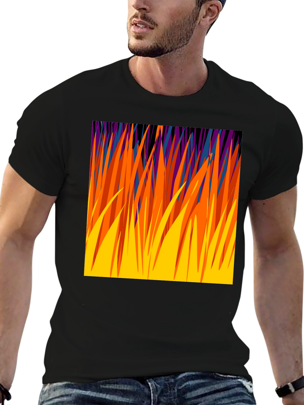 Abstract Grass Graphic Tee - Modern Design T-Shirt