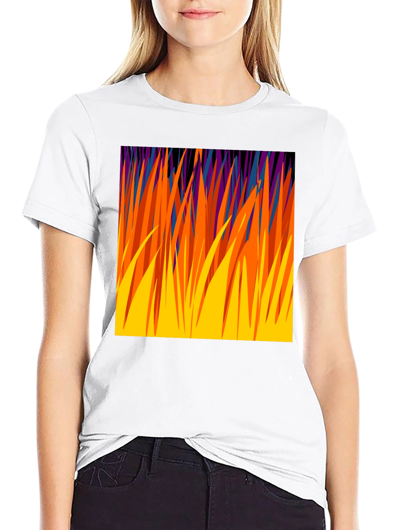 Abstract Grass Graphic Tee - Modern Design T-Shirt