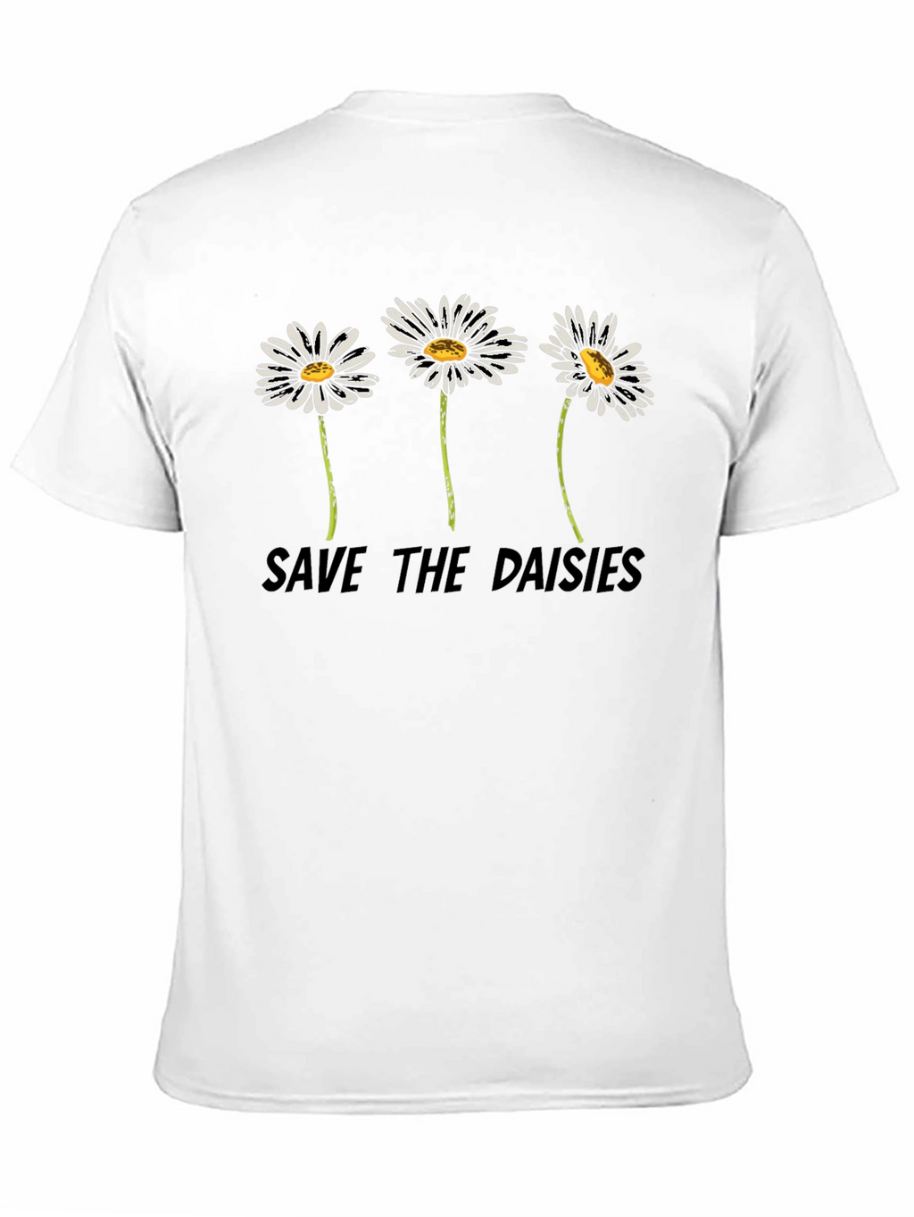 Save the Daisies Graphic Tee - Black Cotton T-Shirt