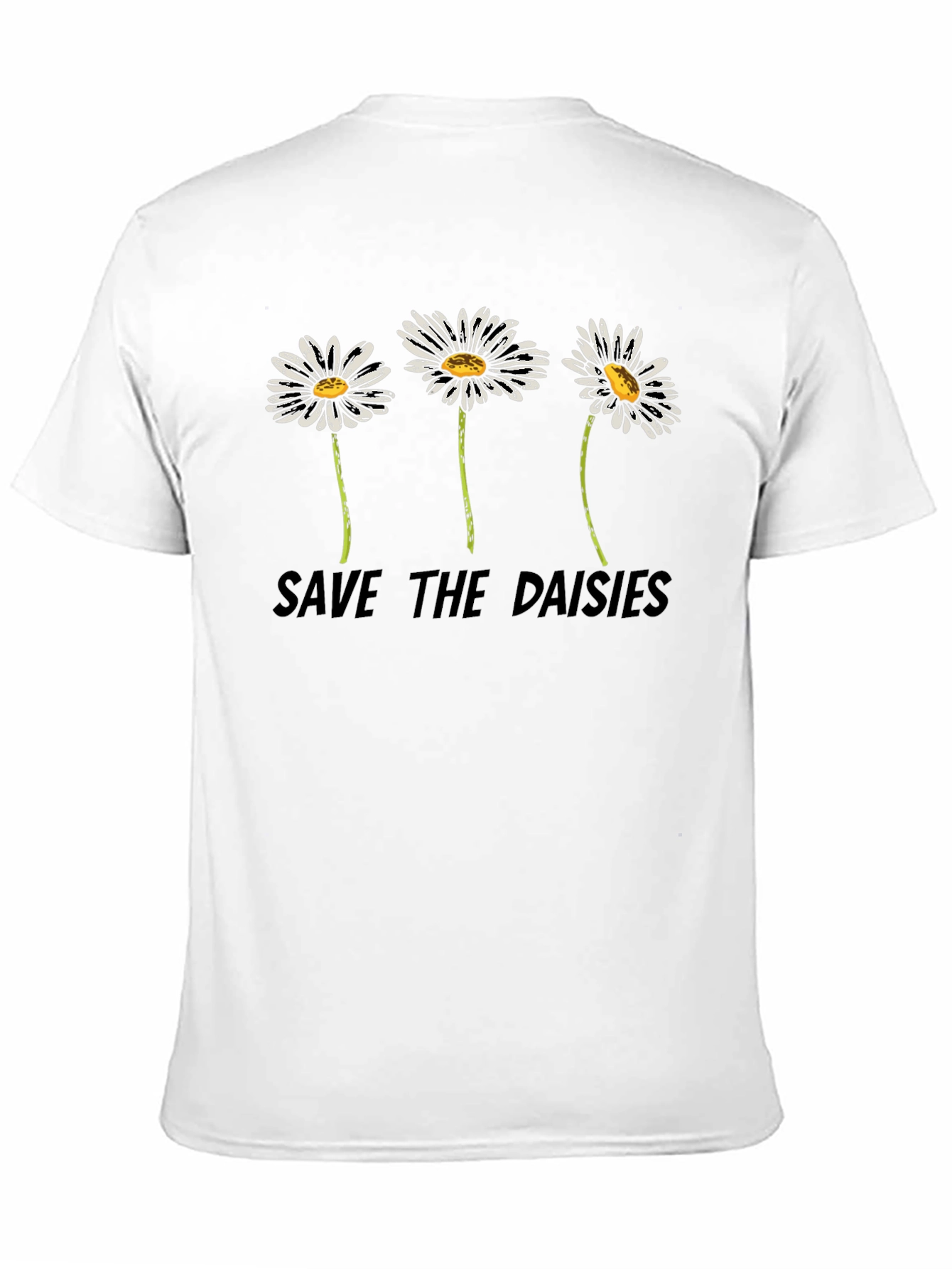 Save the Daisies Graphic Tee - Black Cotton T-Shirt