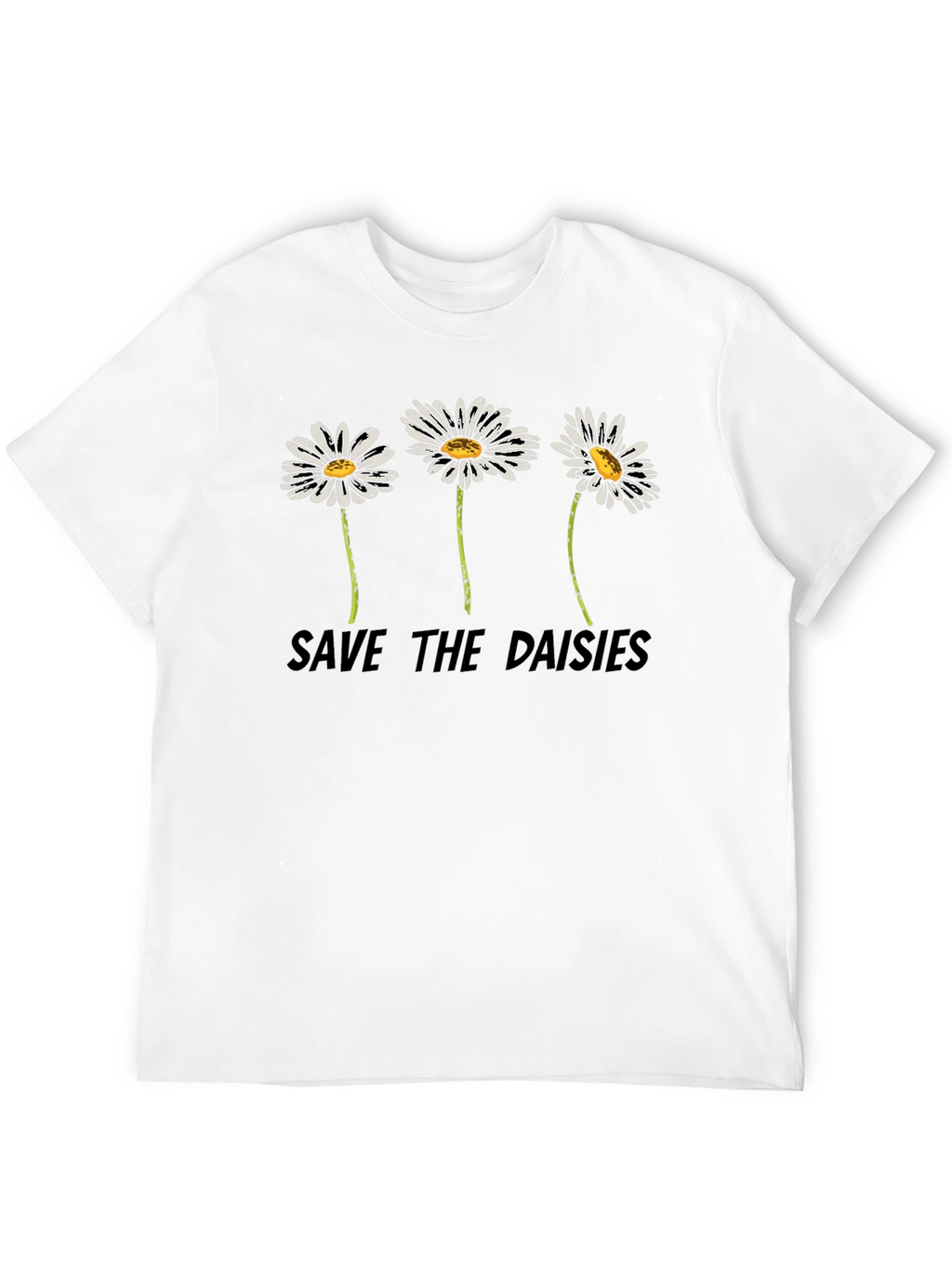 Save the Daisies Graphic Tee - Black Cotton T-Shirt