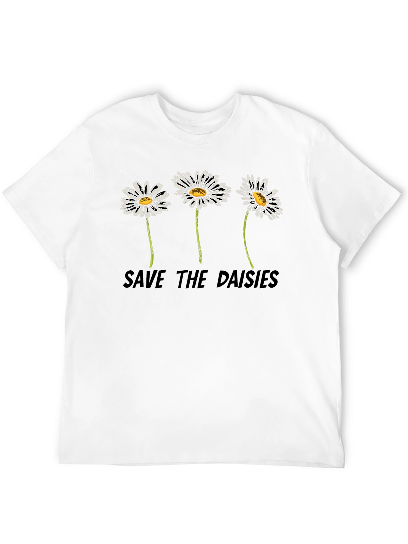 Save the Daisies Graphic Tee - Black Cotton T-Shirt
