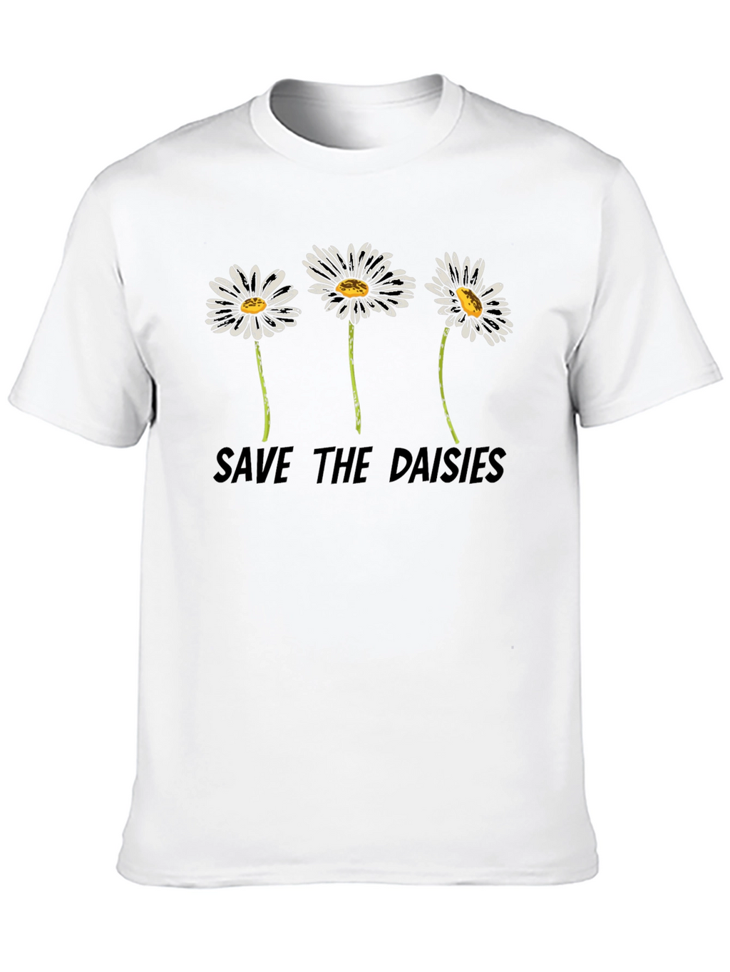 Save the Daisies Graphic Tee - Black Cotton T-Shirt