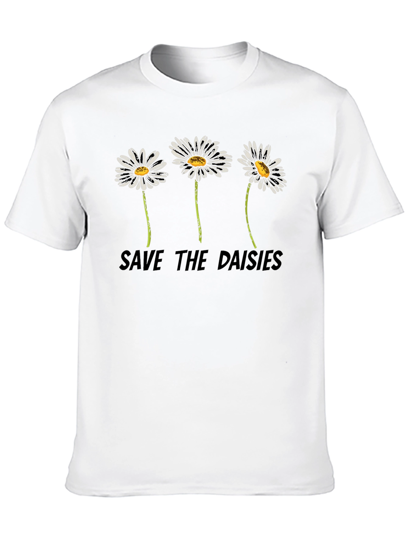 Save the Daisies Graphic Tee - Black Cotton T-Shirt