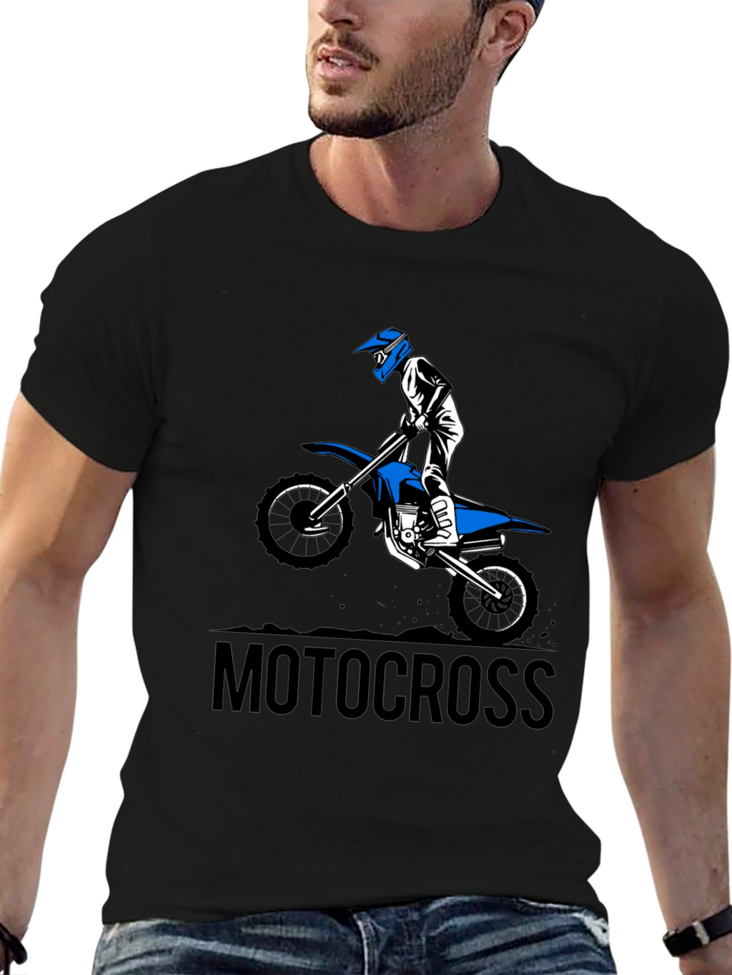 Mens Black Motocross Graphic Tee