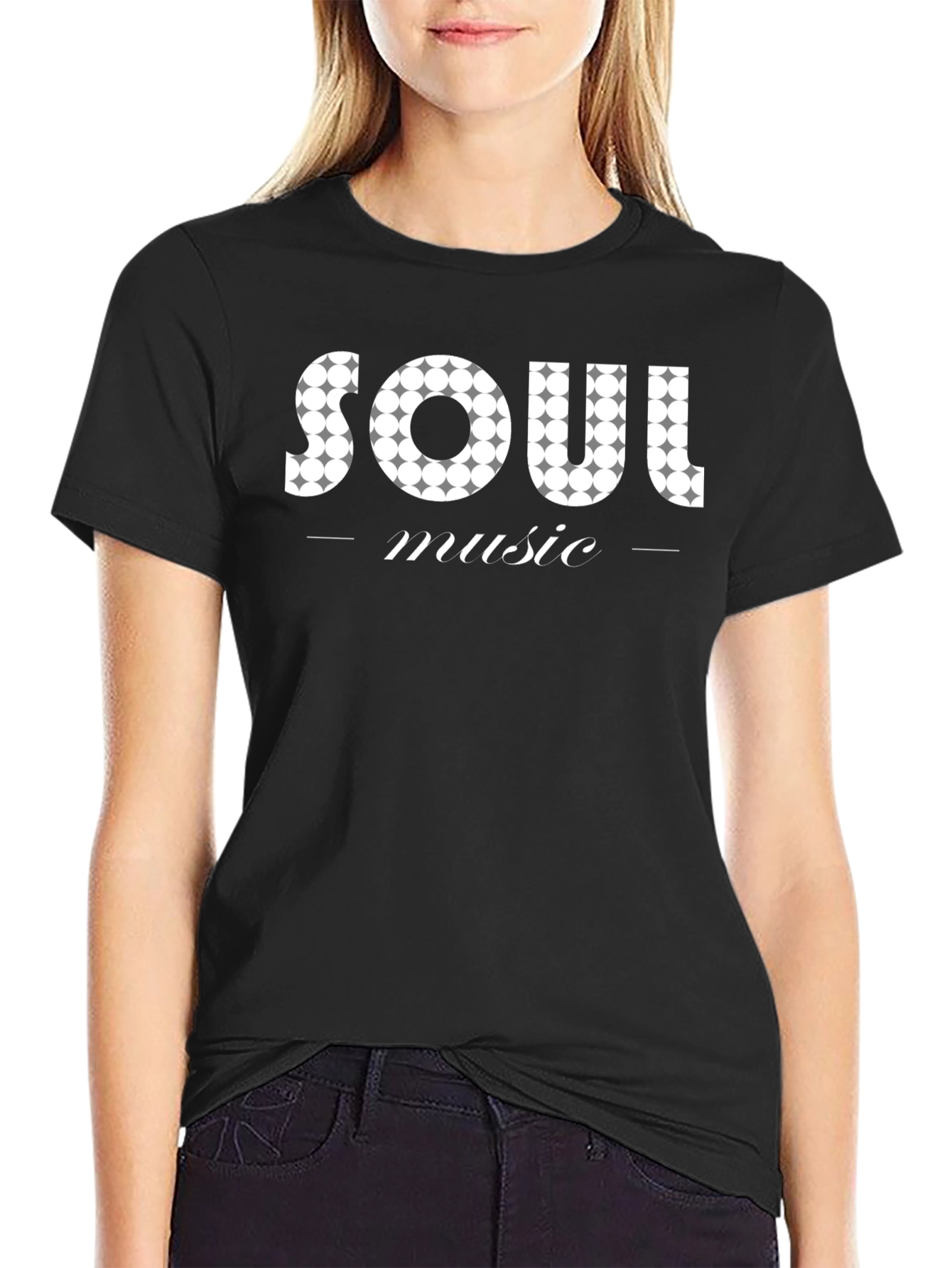 Soul Music Graphic Print Black T-Shirt