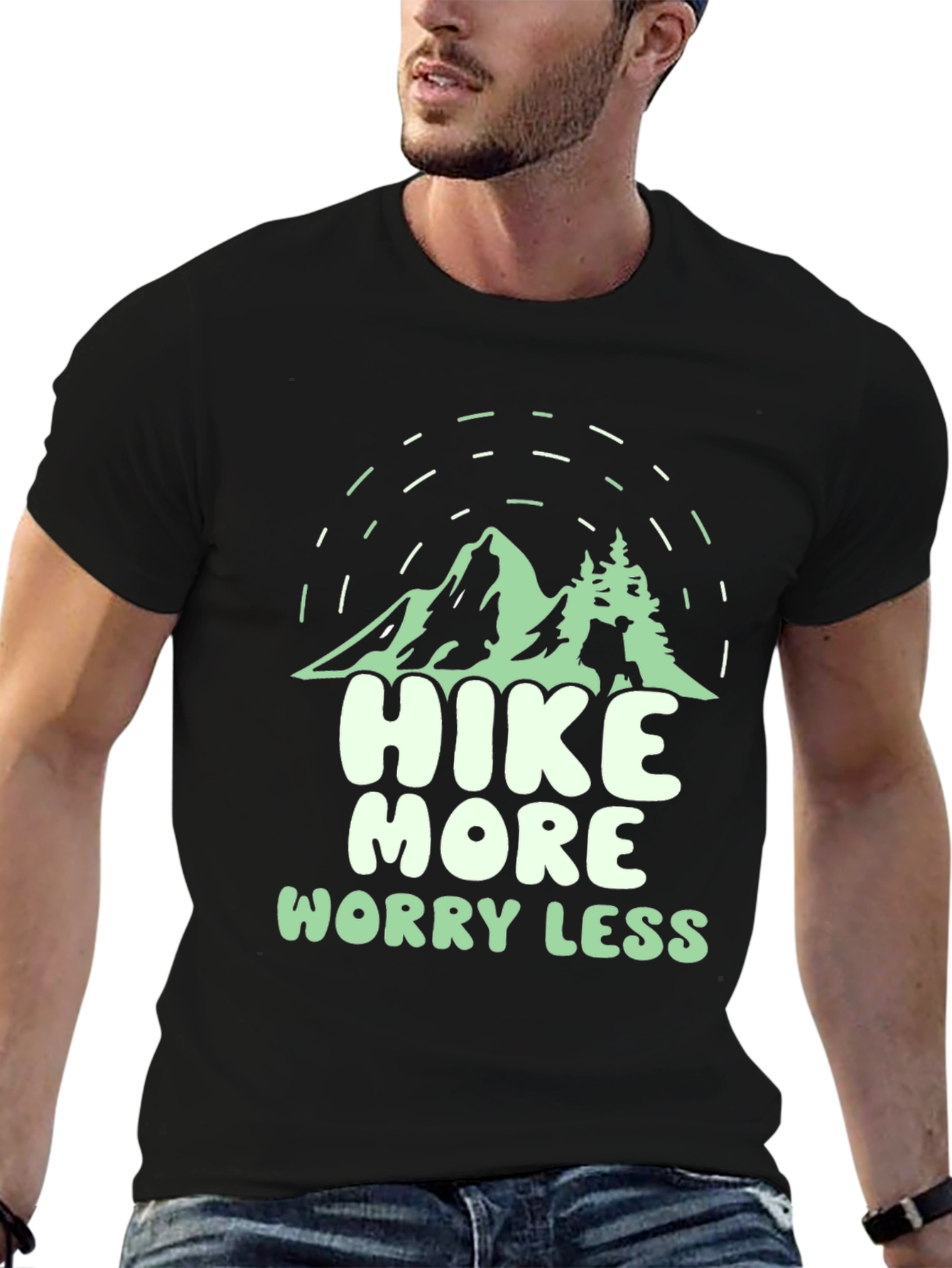 Hike More Worry Less Black Graphic Tee
