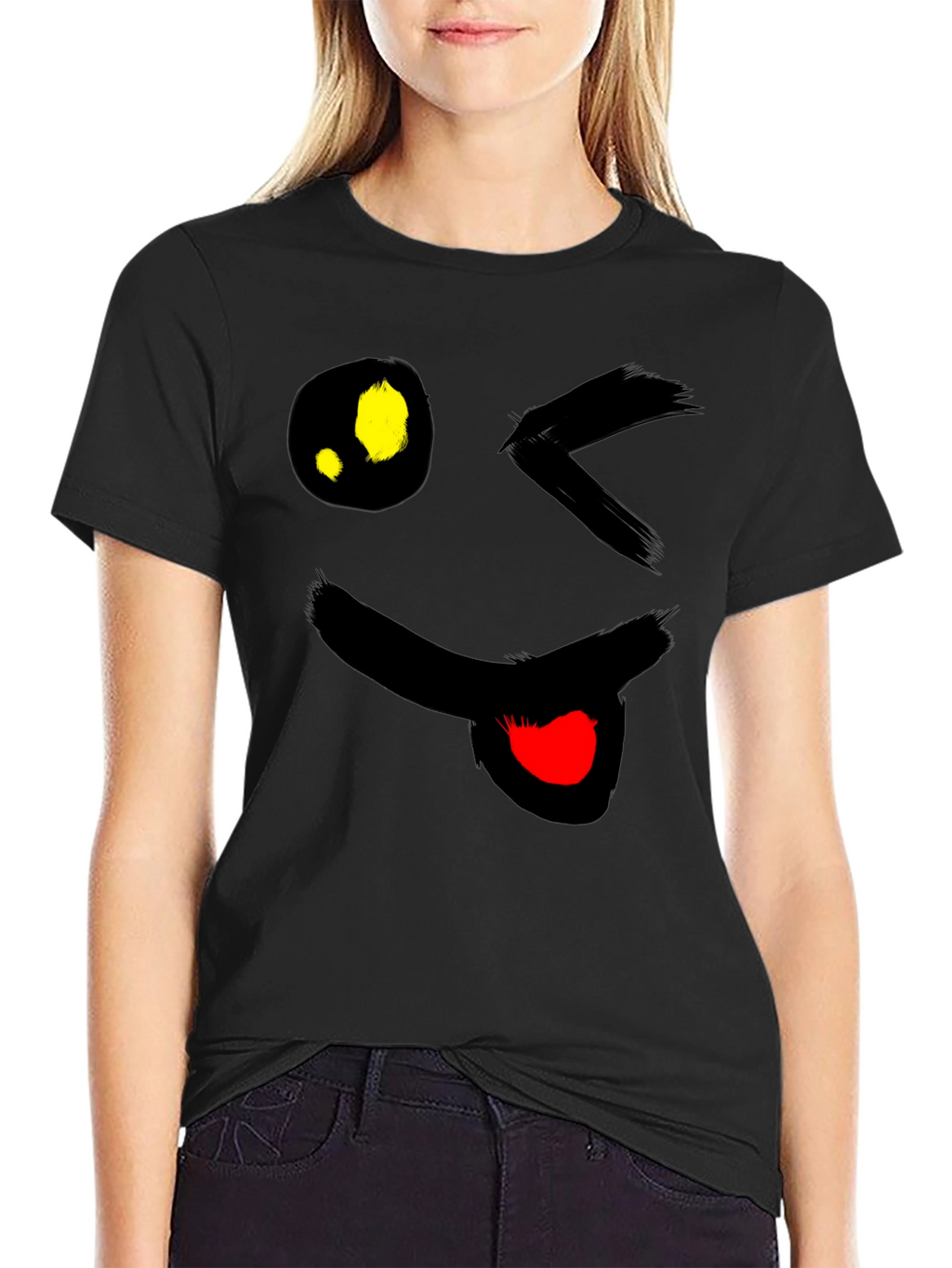 Winking Emoji Black T-Shirt