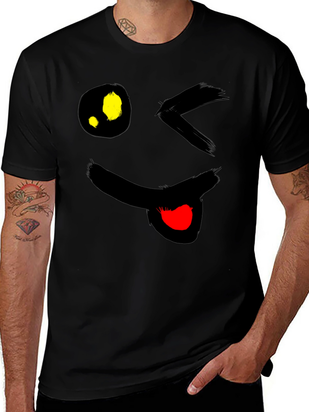 Winking Emoji Black T-Shirt