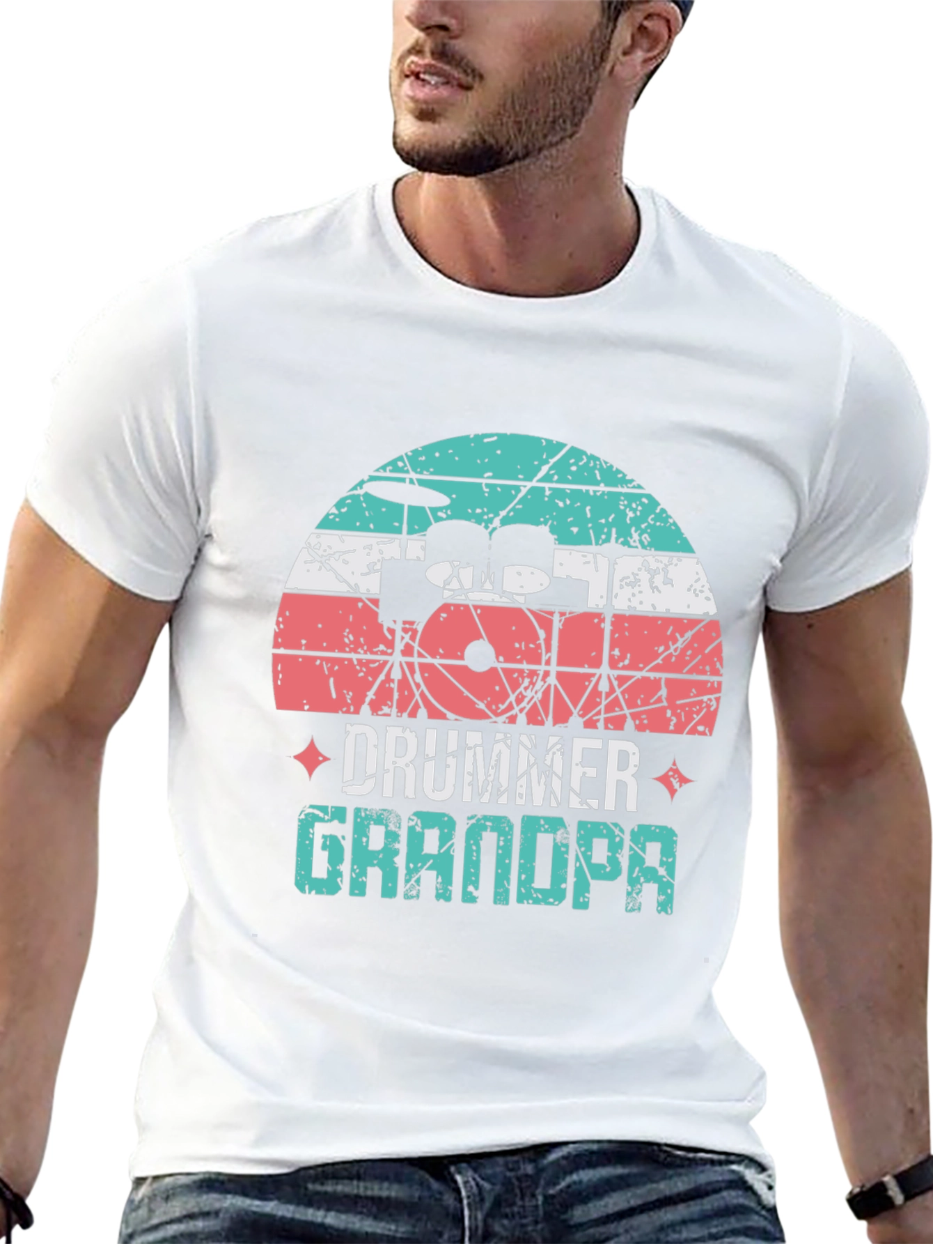 Drummer Grandpa T-Shirt - Music Lover Grandfather Tee