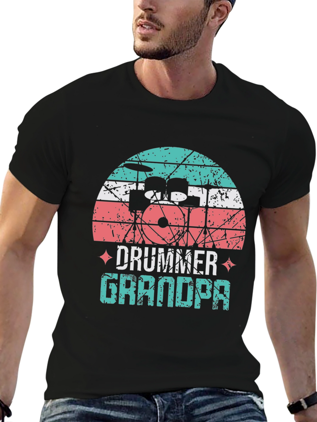 Drummer Grandpa T-Shirt - Music Lover Grandfather Tee