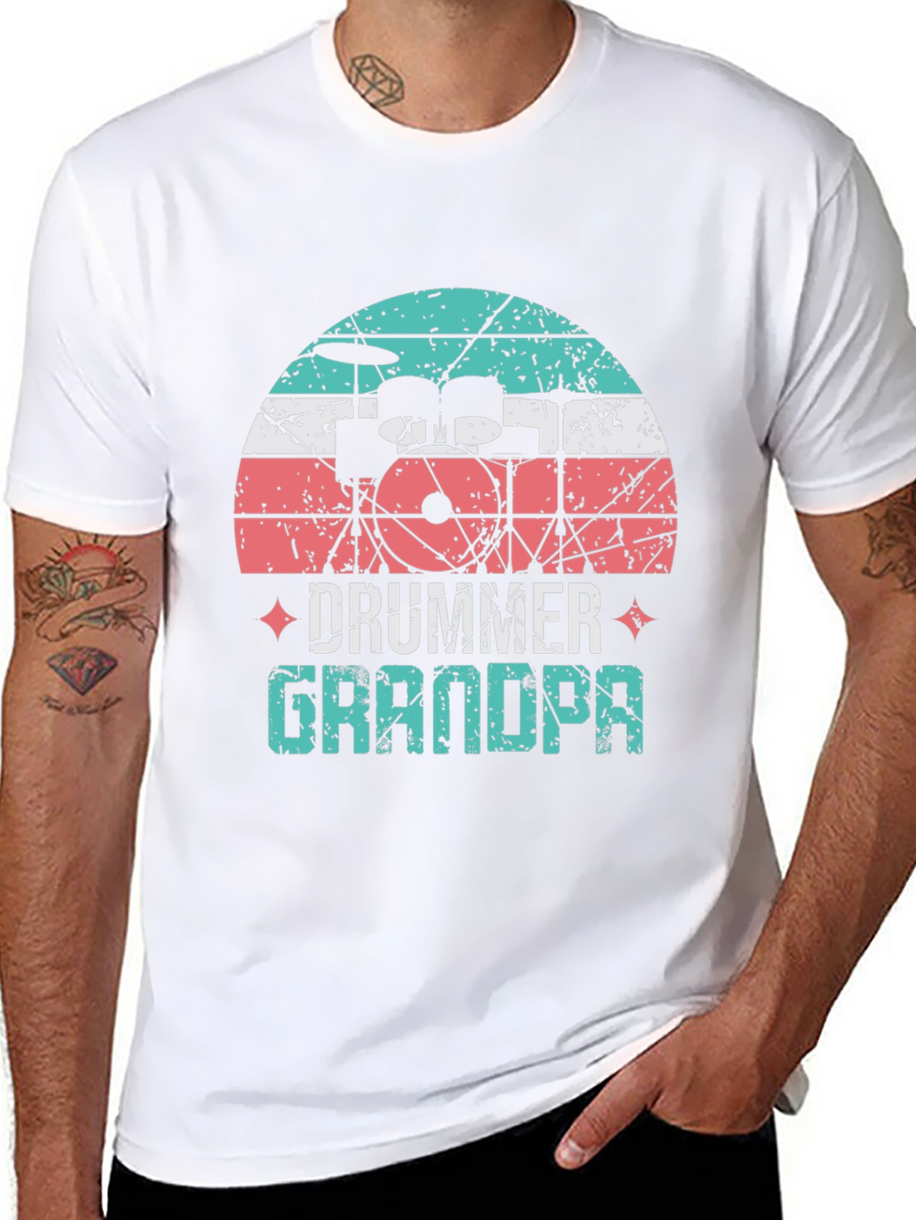 Drummer Grandpa T-Shirt - Music Lover Grandfather Tee