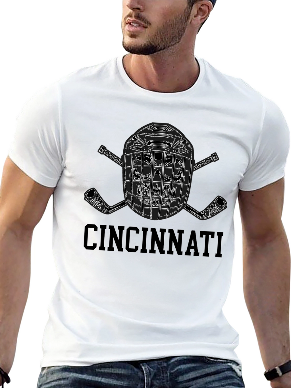 Cincinnati Hockey Helmet Graphic Tee