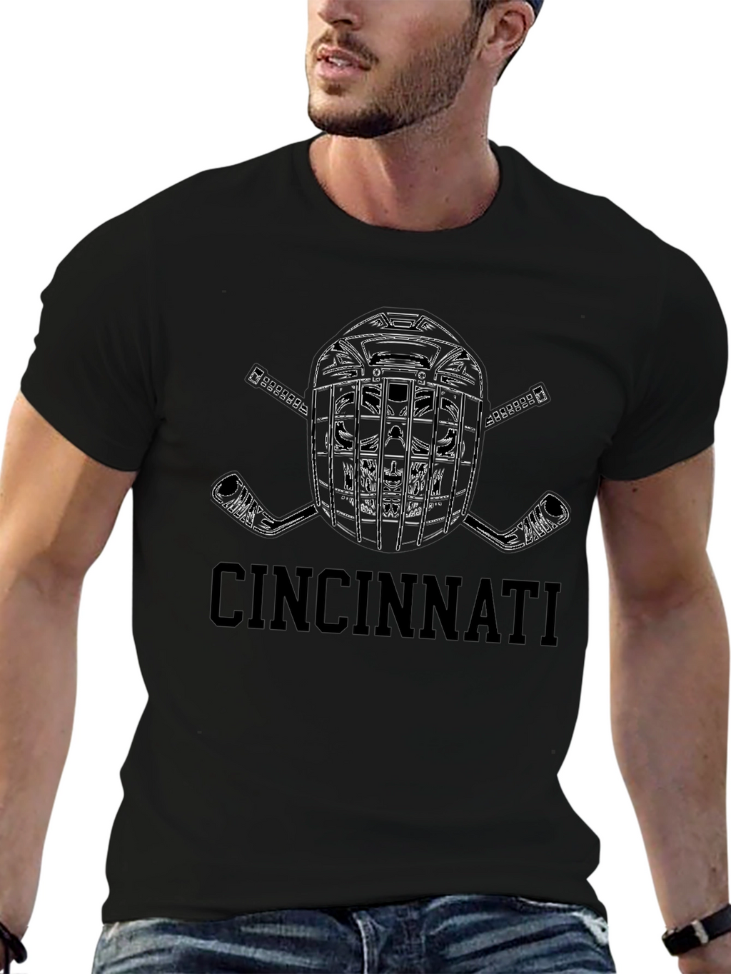 Cincinnati Hockey Helmet Graphic Tee