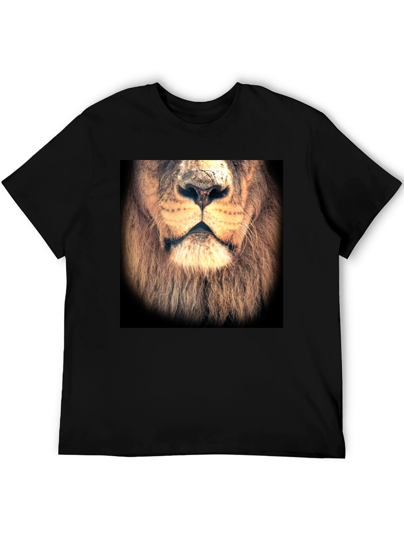 Lion Face Graphic Print Black T-Shirt