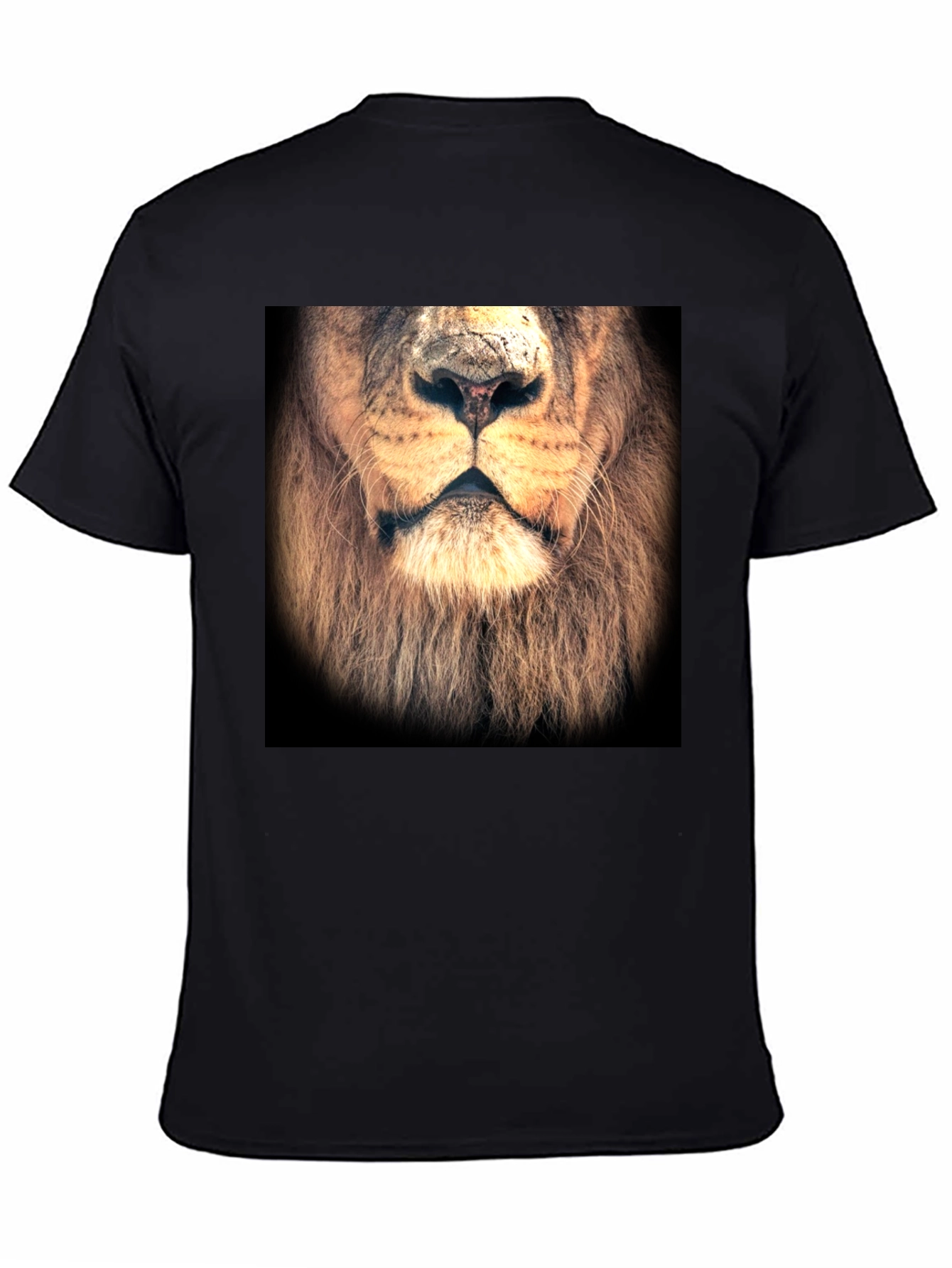 Lion Face Graphic Print Black T-Shirt